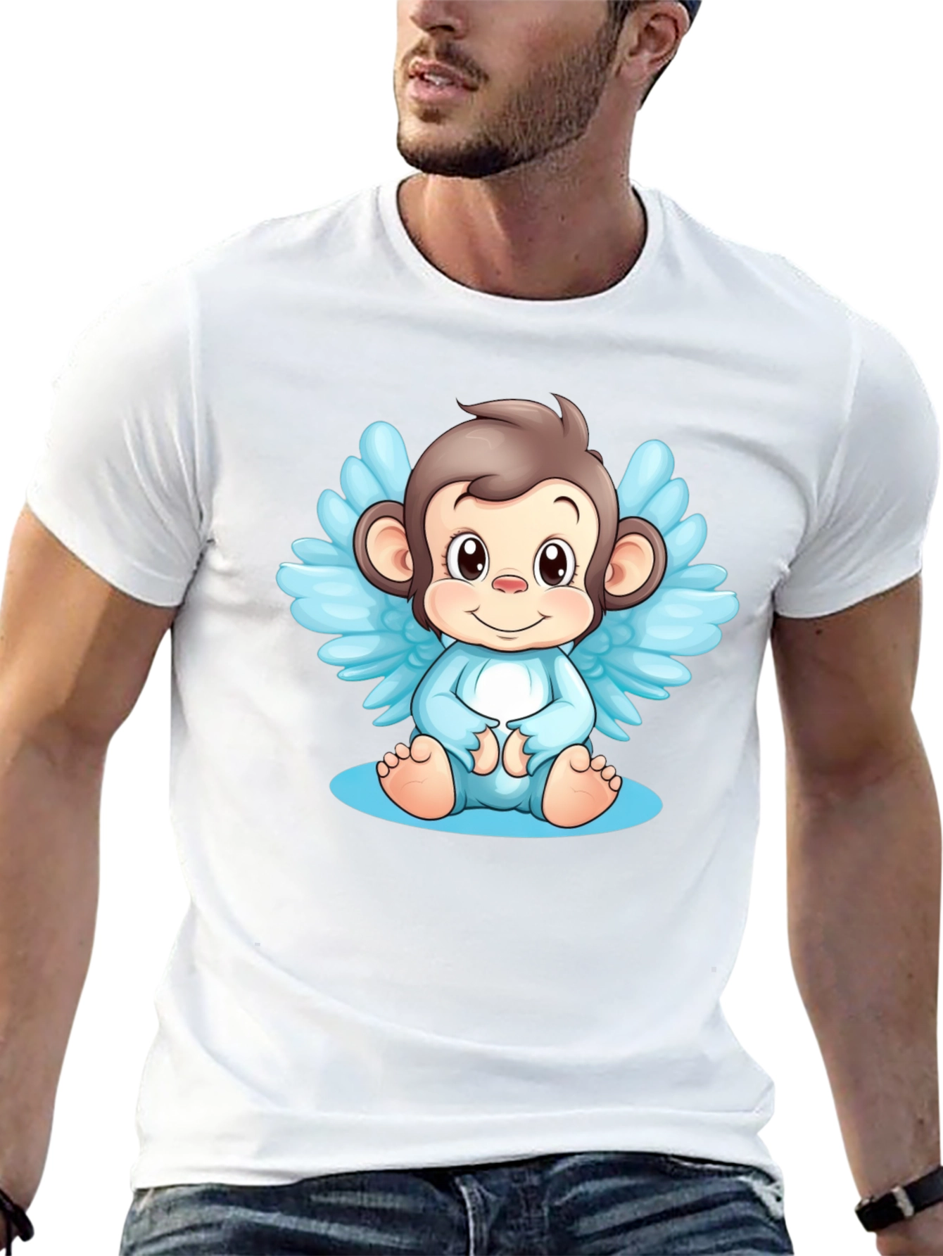 Angel Monkey Graphic Tee - Black