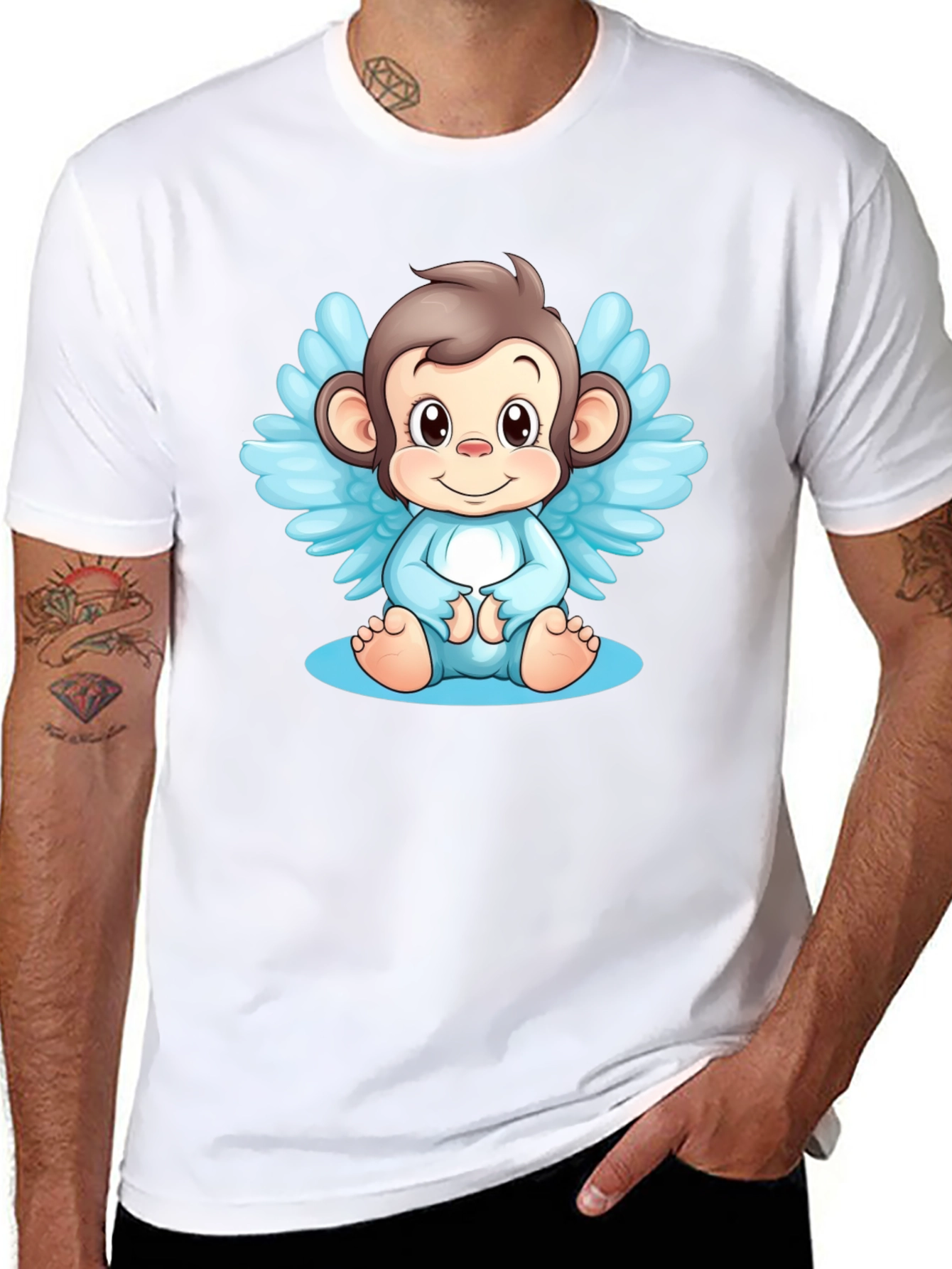 Angel Monkey Graphic Tee - Black