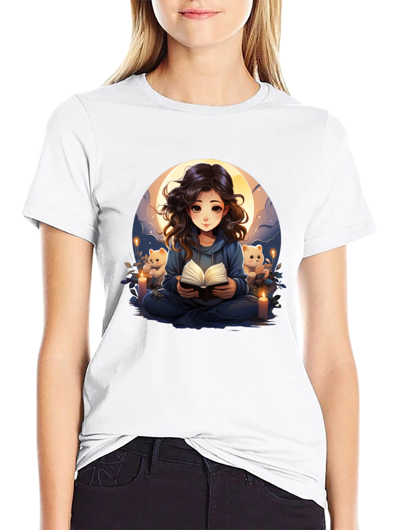 Anime Girl Reading Book T-Shirt