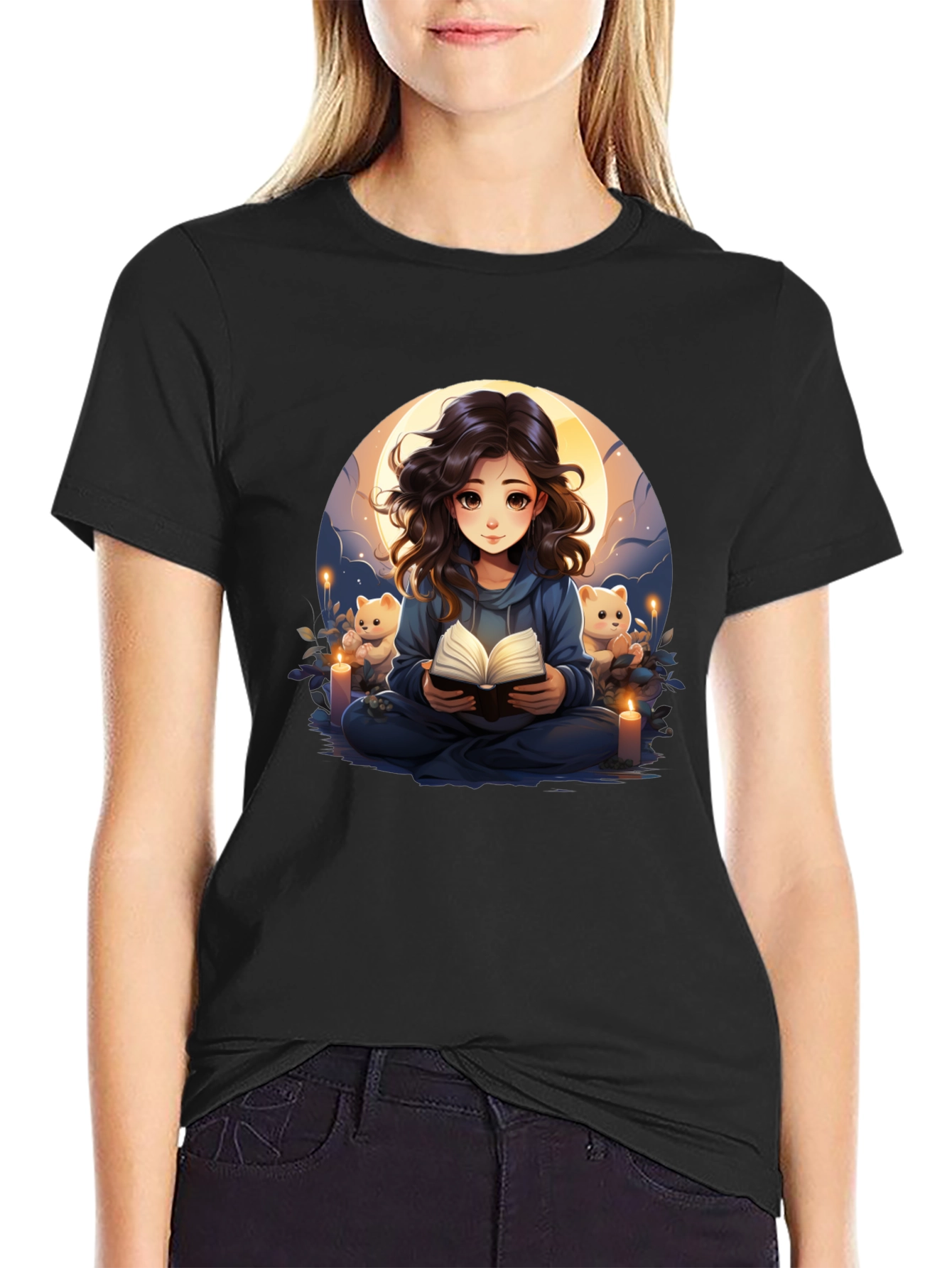 Anime Girl Reading Book T-Shirt