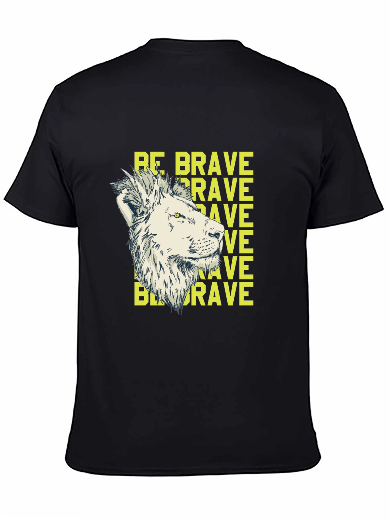Be Brave Lion Graphic Print Black T-Shirt