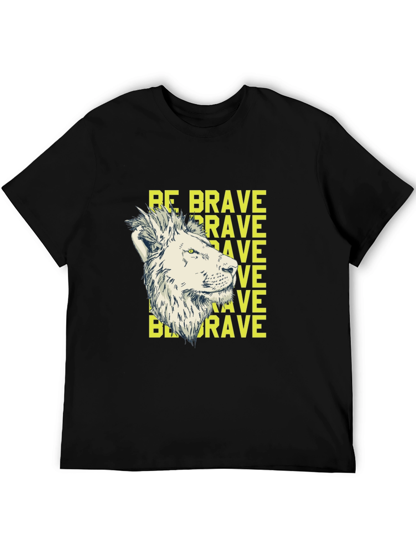 Be Brave Lion Graphic Print Black T-Shirt