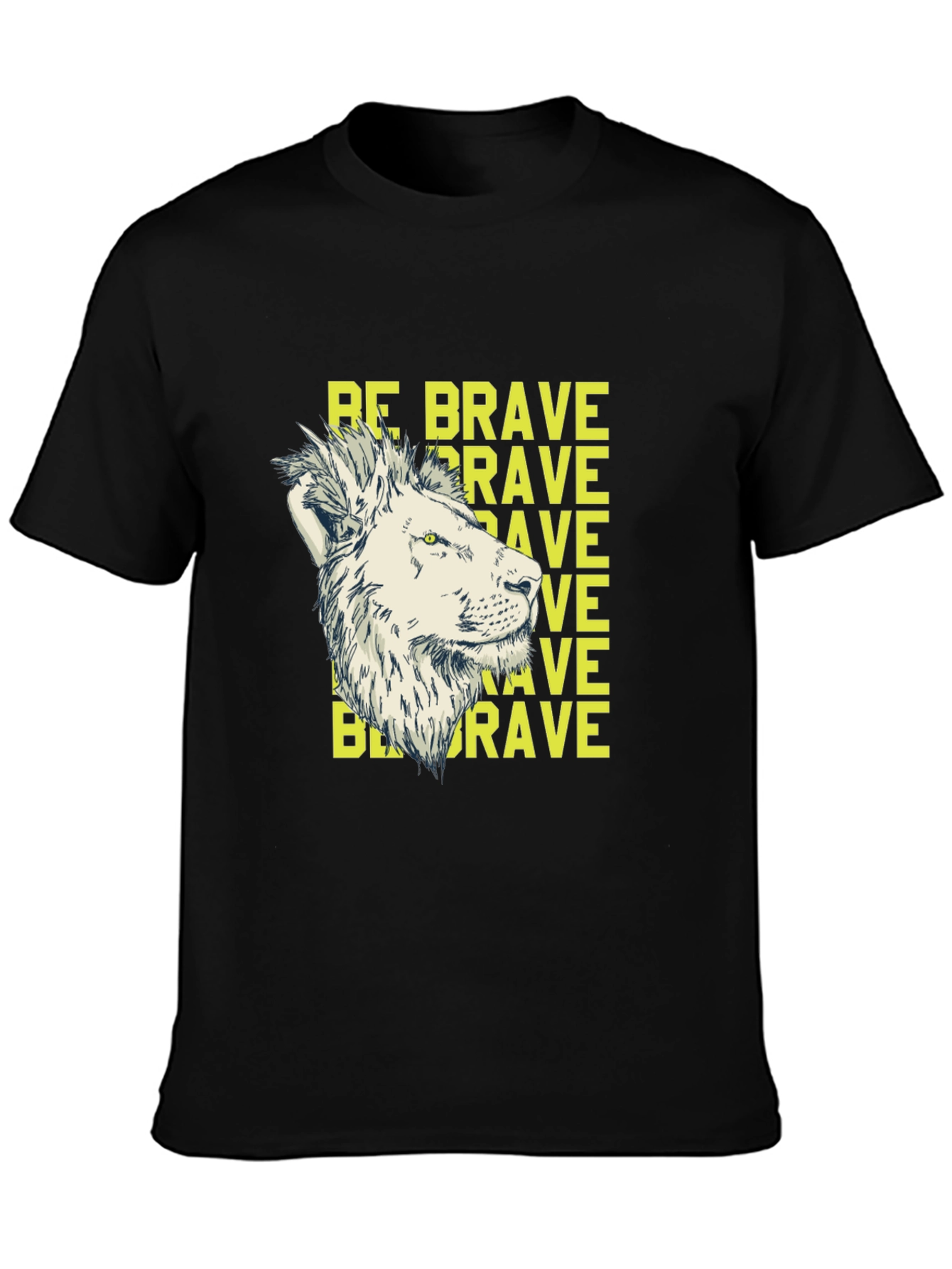 Be Brave Lion Graphic Print Black T-Shirt