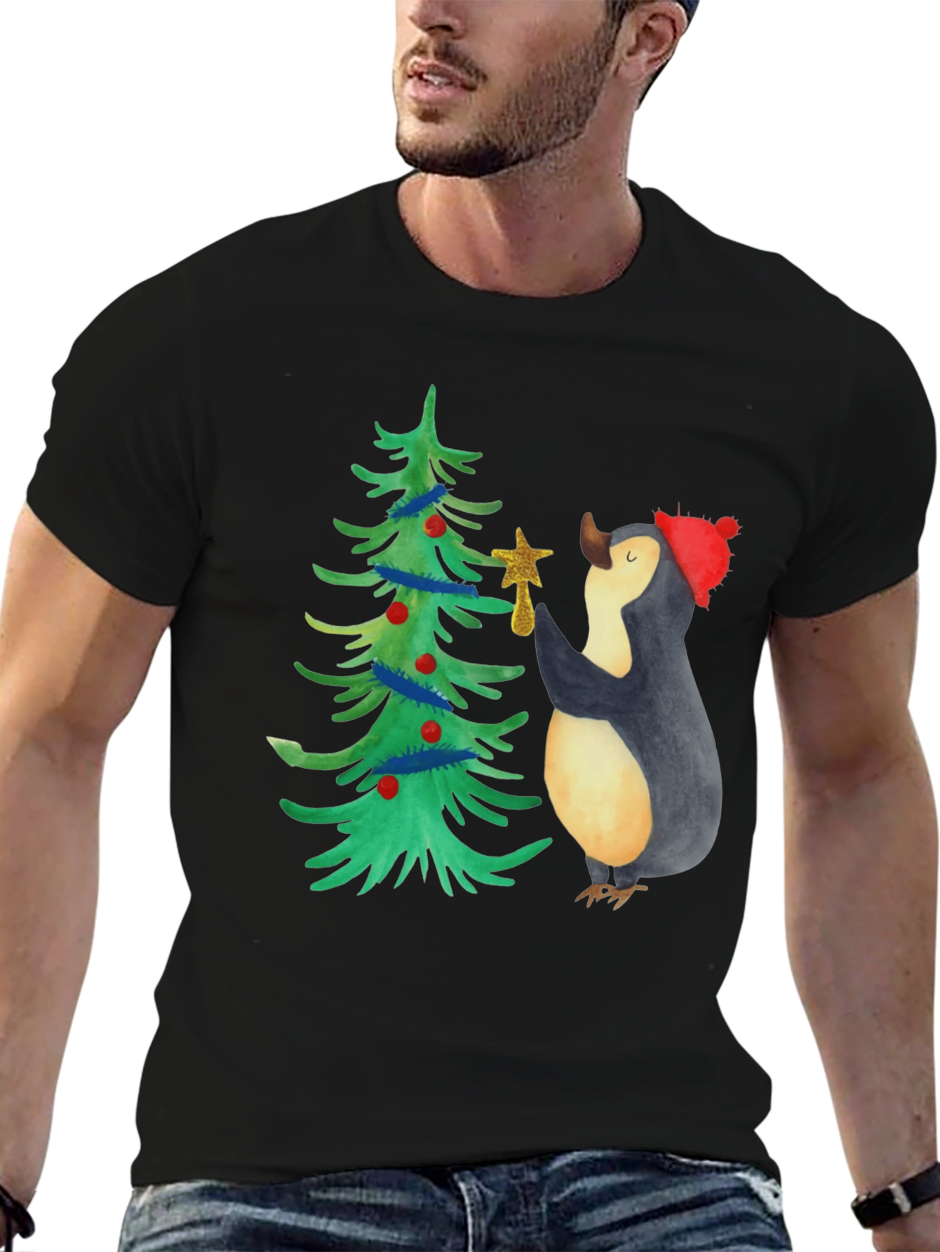Festive Penguin Christmas Tree T-Shirt