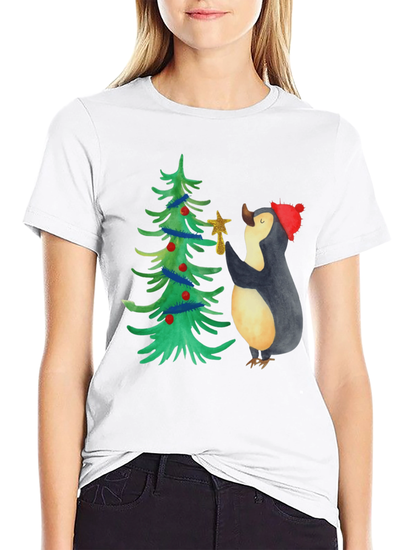 Festive Penguin Christmas Tree T-Shirt
