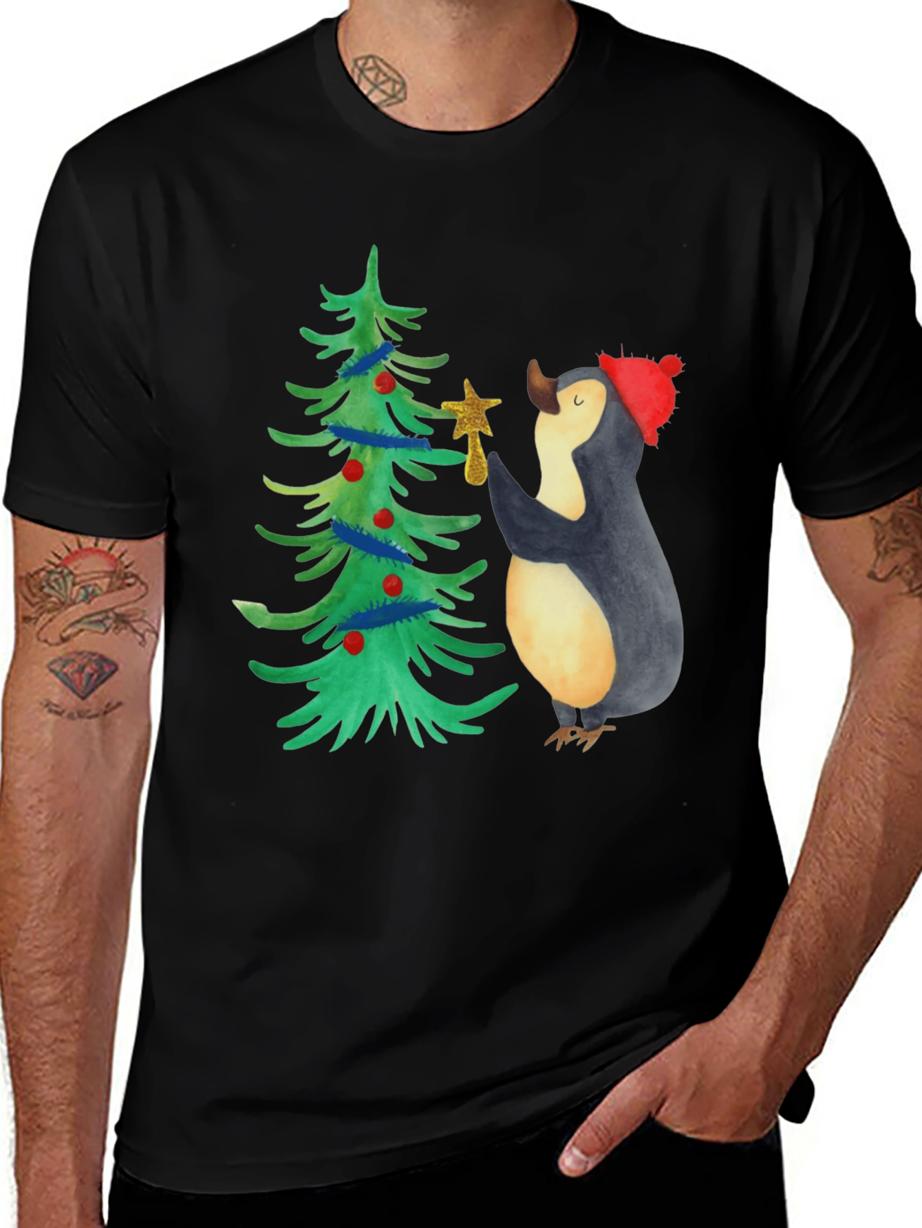 Festive Penguin Christmas Tree T-Shirt