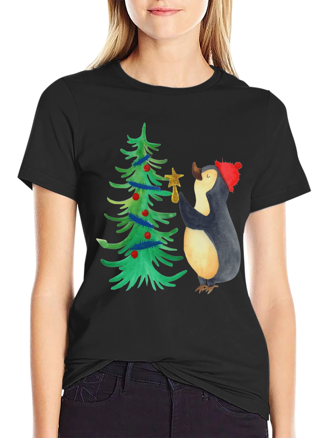 Festive Penguin Christmas Tree T-Shirt