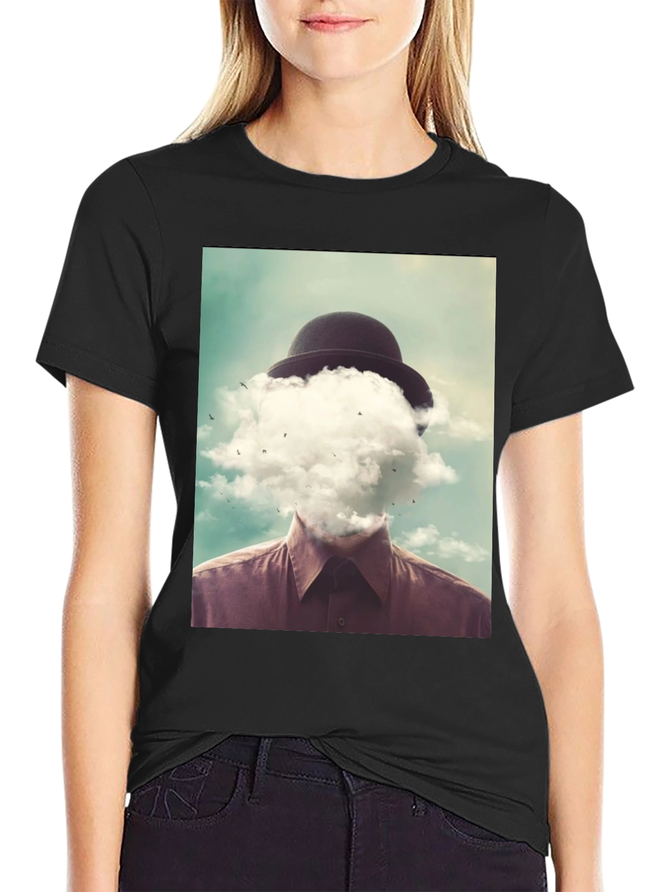 Surreal Cloud Head Graphic T-Shirt