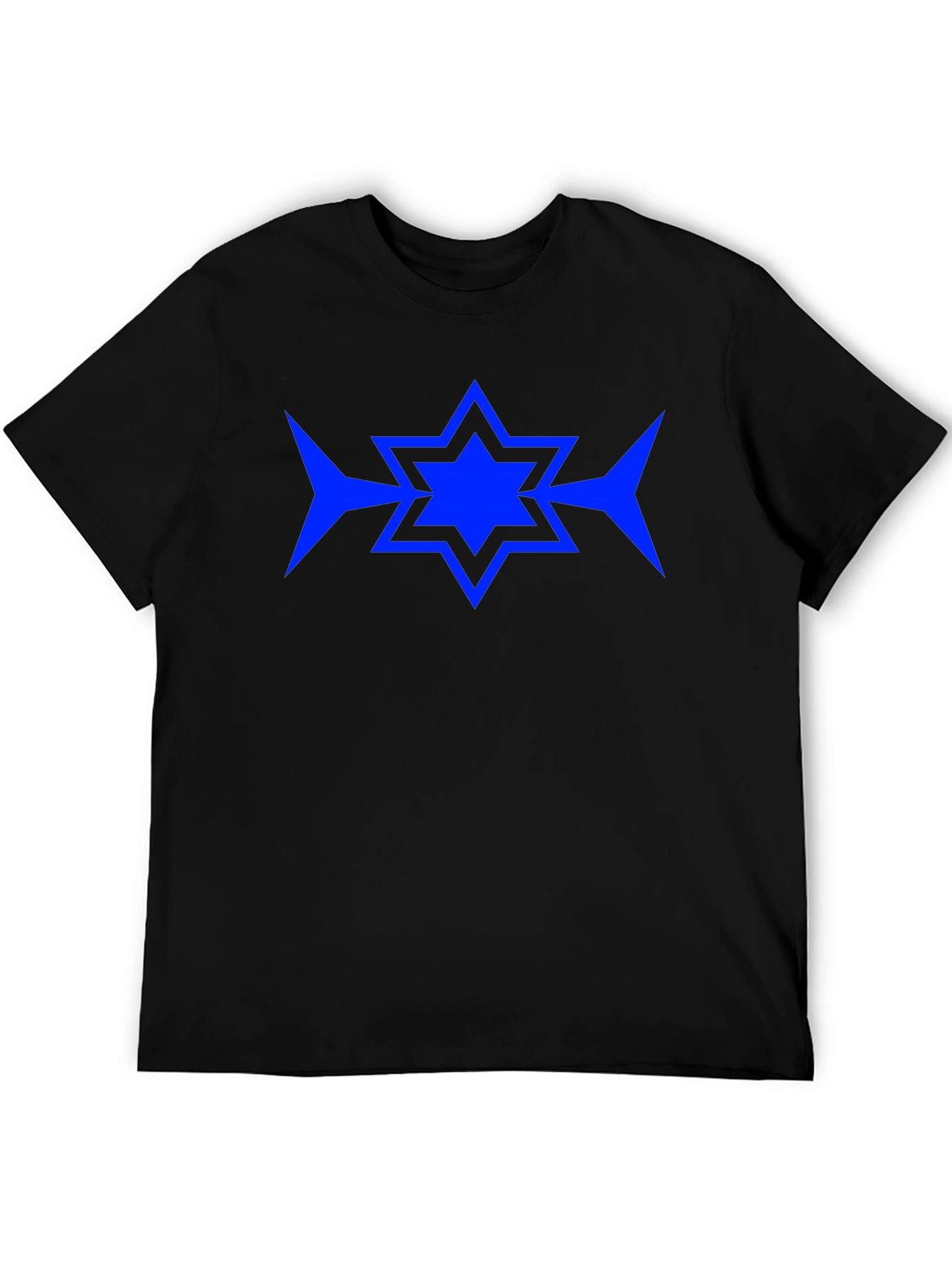Blue Star Graphic Print Black T-Shirt