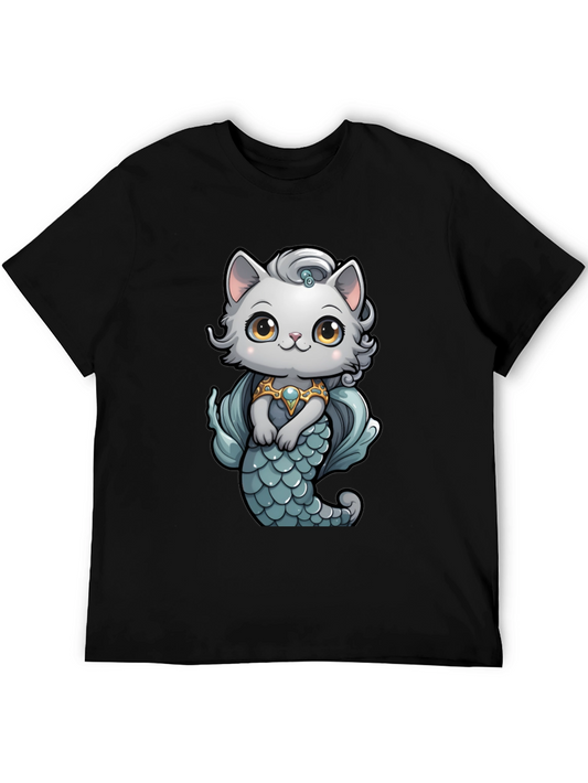 Mermaid Cat T-Shirt: Cartoon Style
