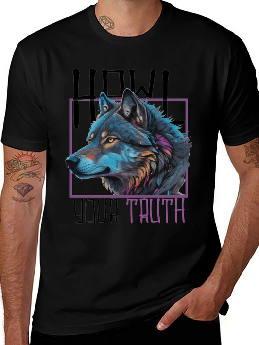 Howl Your Truth Wolf Graphic Tee - Black