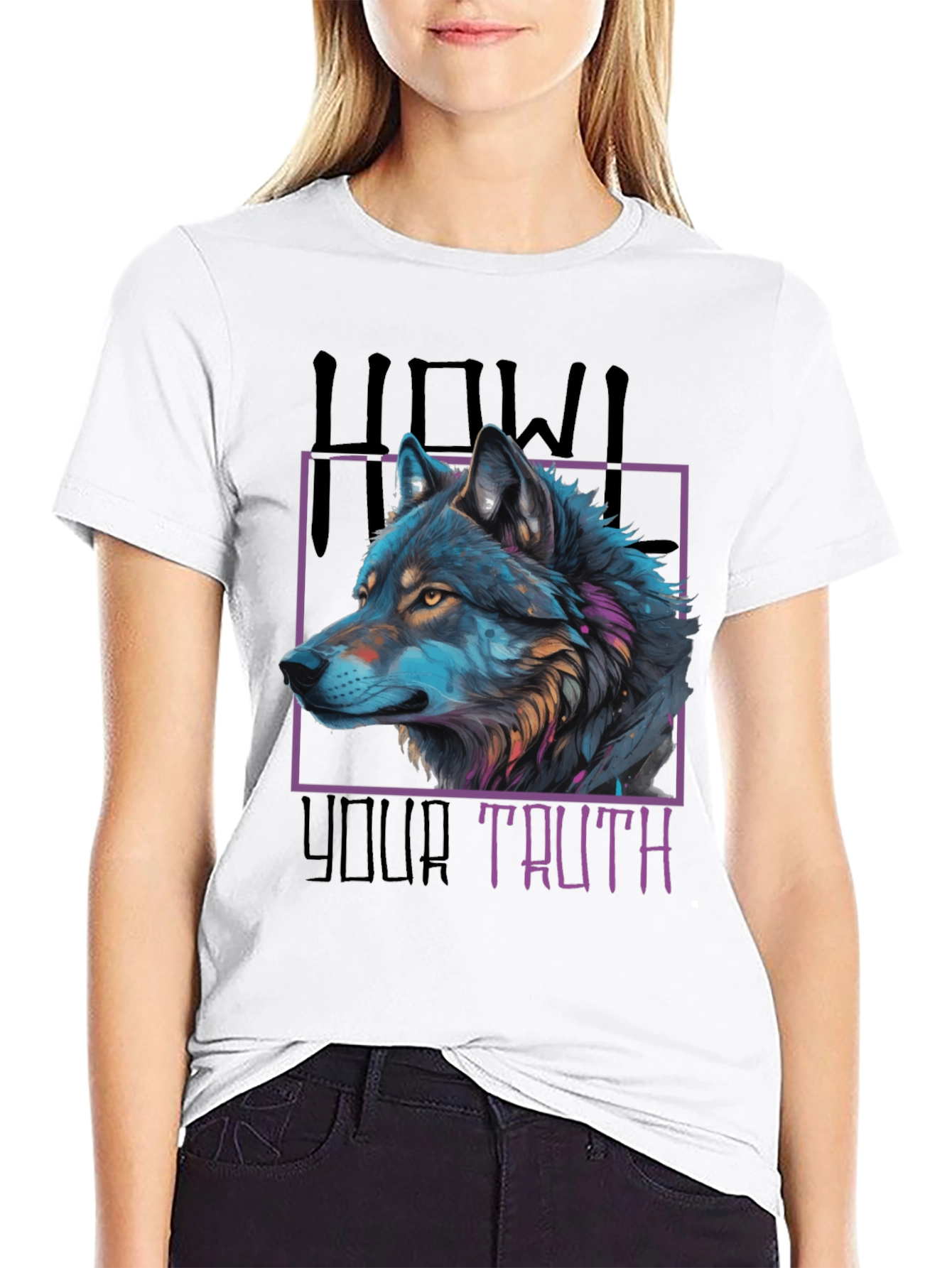 Howl Your Truth Wolf Graphic Tee - Black