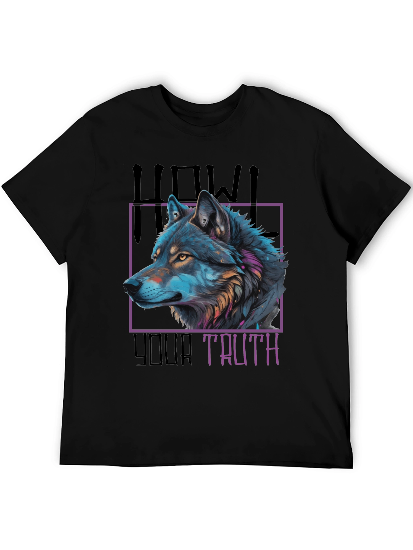 Howl Your Truth Wolf Graphic Tee - Black