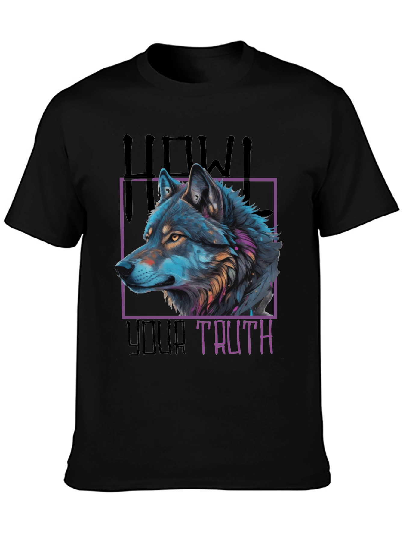 Howl Your Truth Wolf Graphic Tee - Black