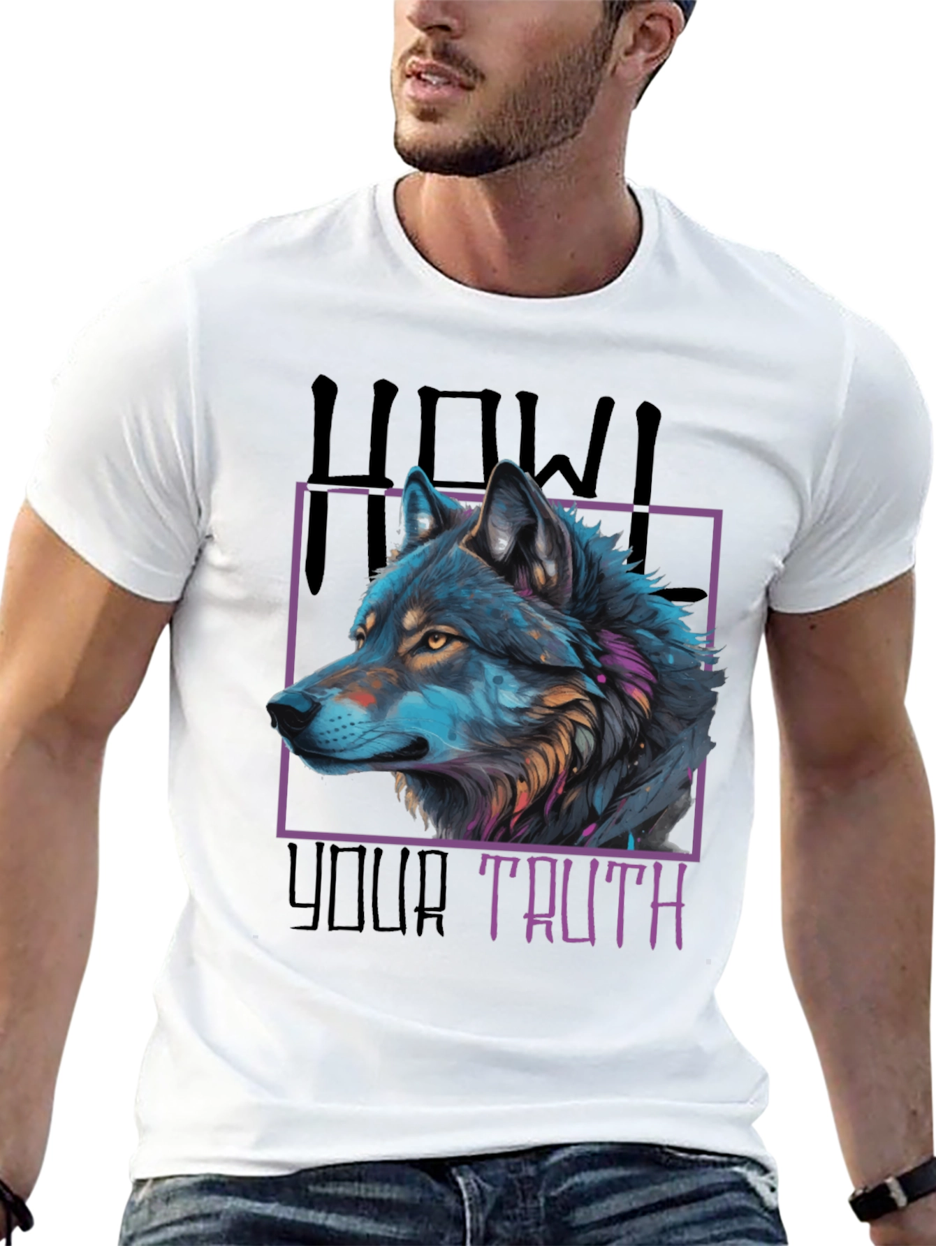 Howl Your Truth Wolf Graphic Tee - Black