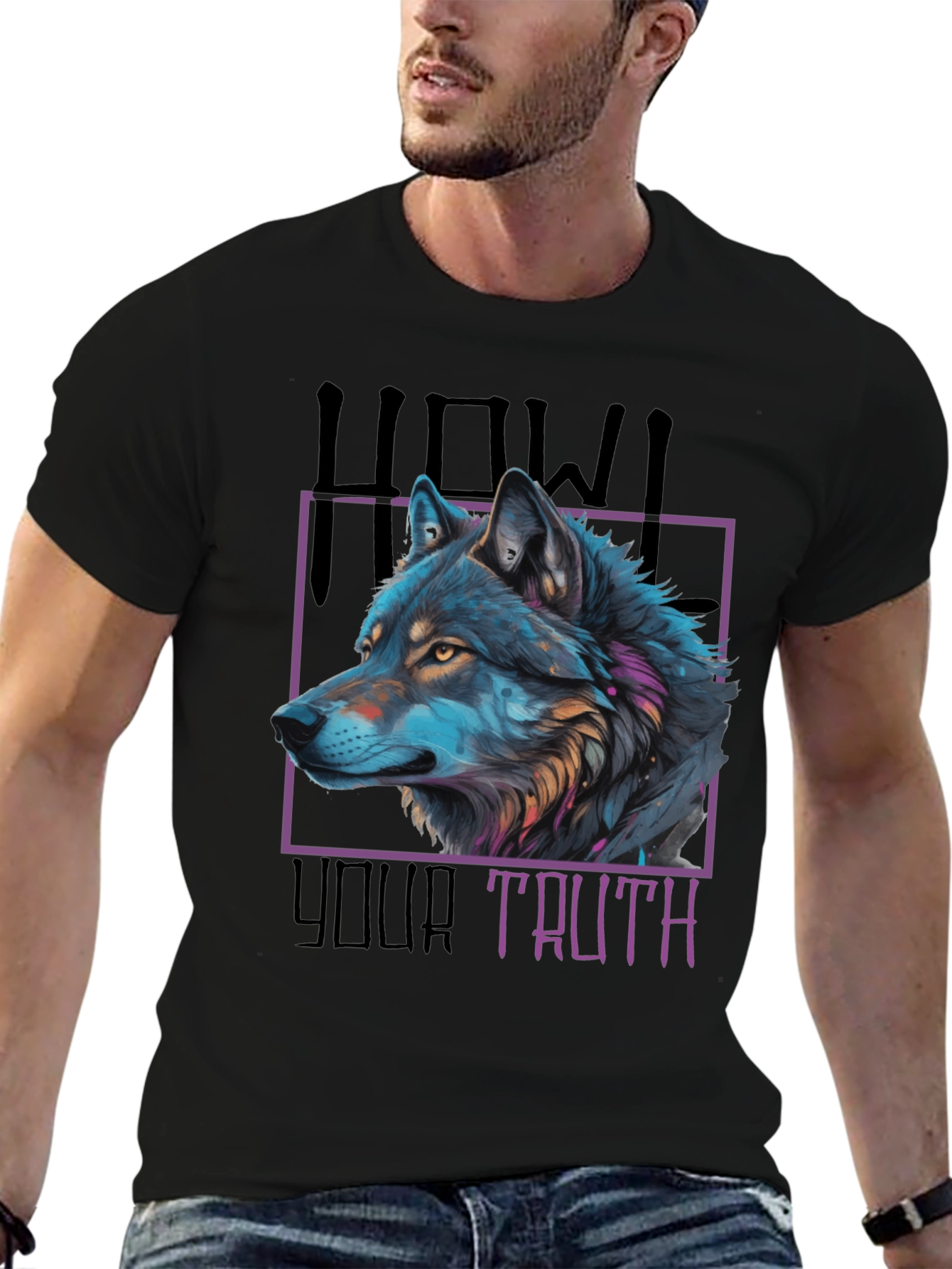Howl Your Truth Wolf Graphic Tee - Black
