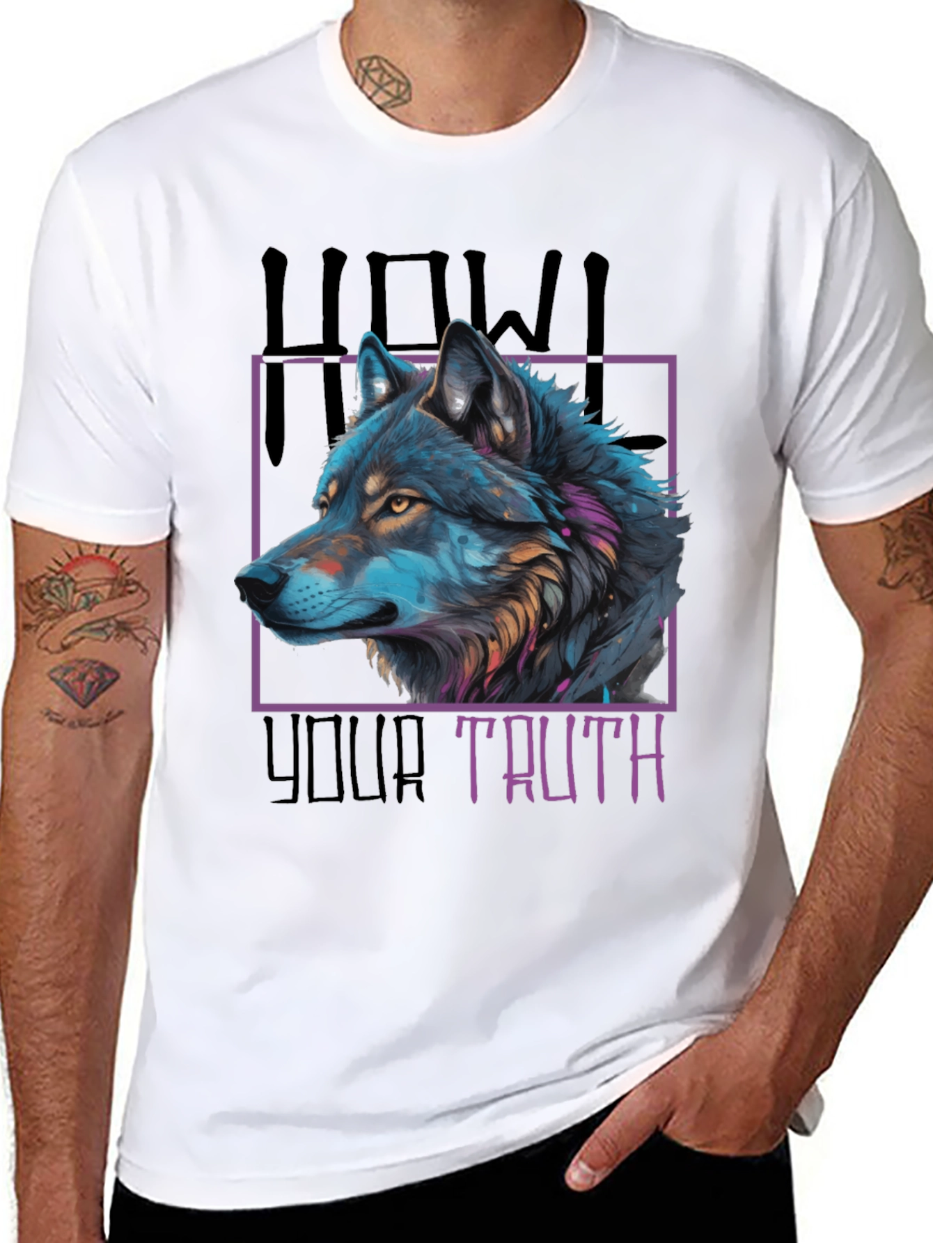Howl Your Truth Wolf Graphic Tee - Black