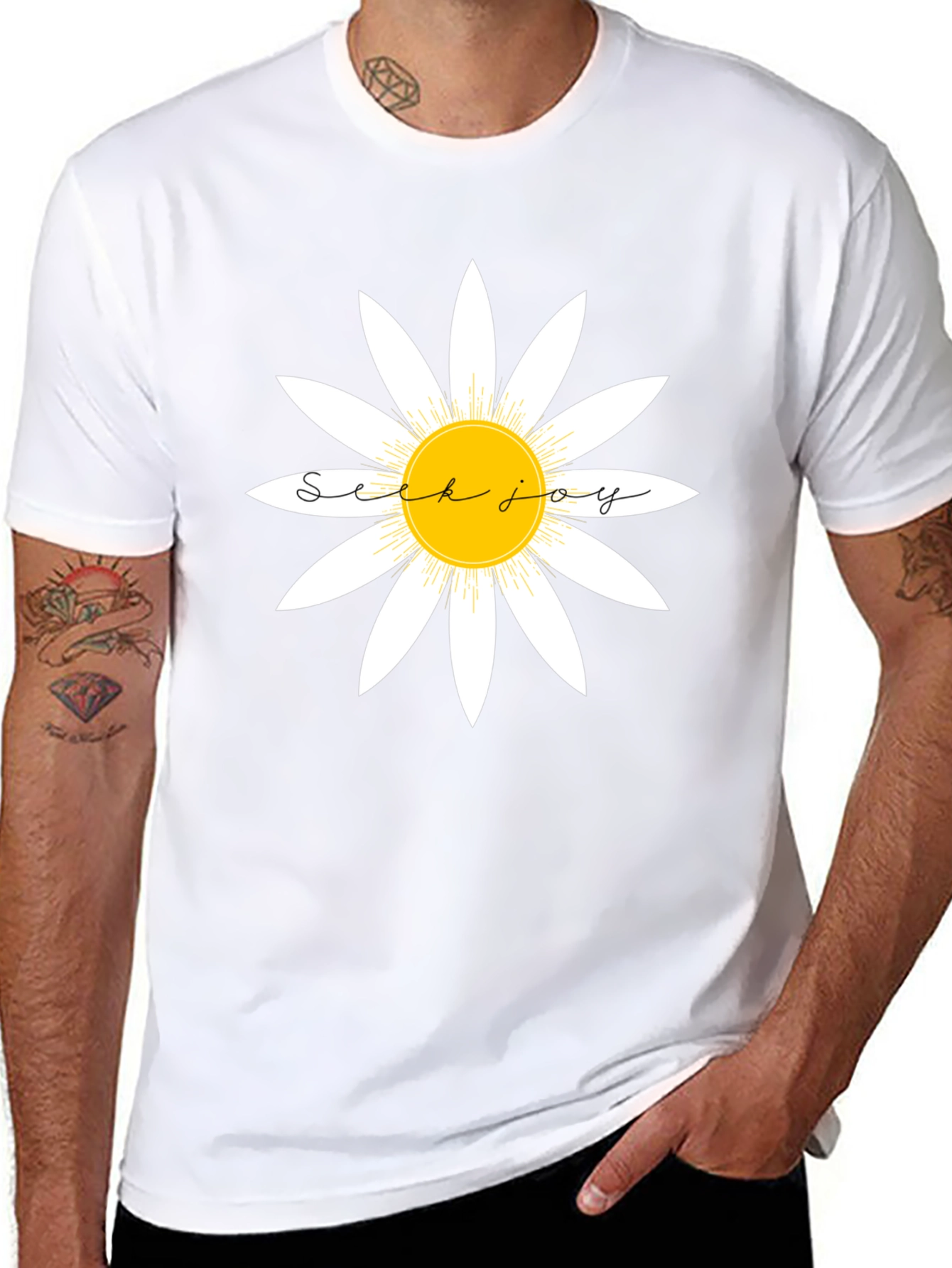 Seek Joy Daisy Graphic Tee - Classic Black T-Shirt
