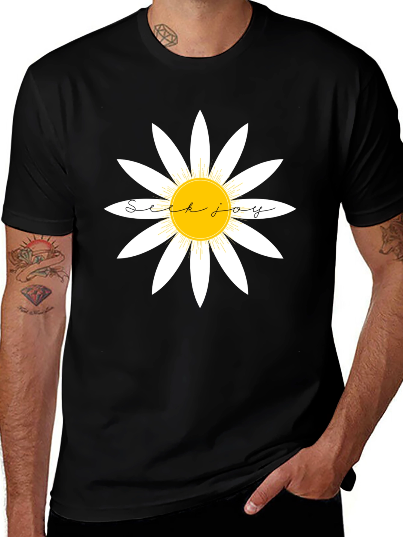 Seek Joy Daisy Graphic Tee - Classic Black T-Shirt