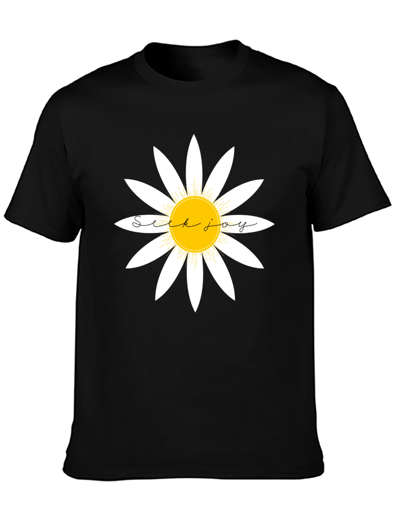 Seek Joy Daisy Graphic Tee - Classic Black T-Shirt