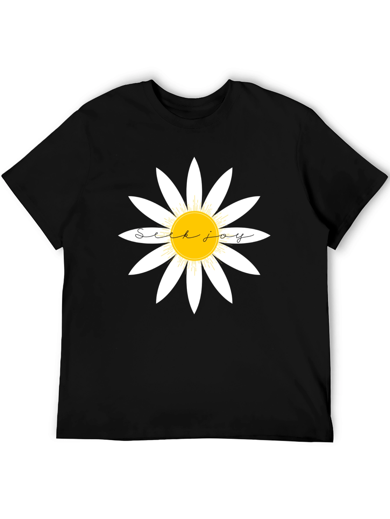 Seek Joy Daisy Graphic Tee - Classic Black T-Shirt