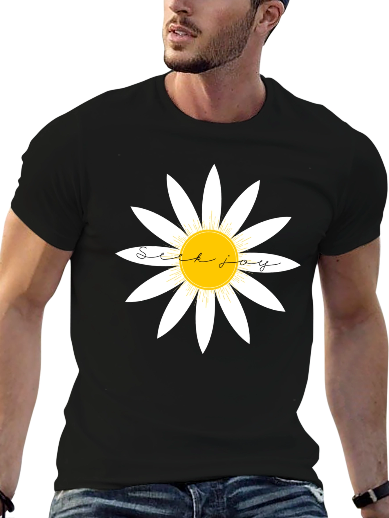 Seek Joy Daisy Graphic Tee - Classic Black T-Shirt