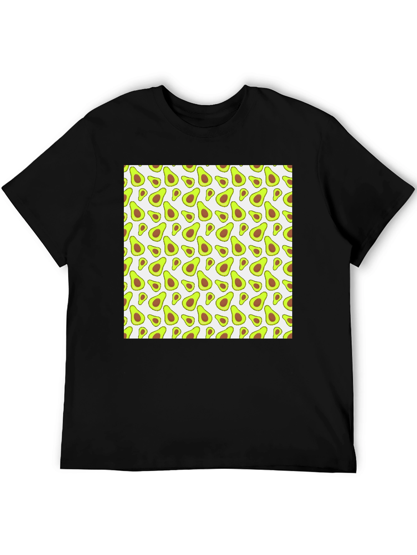 Avocado Pattern Black T-Shirt