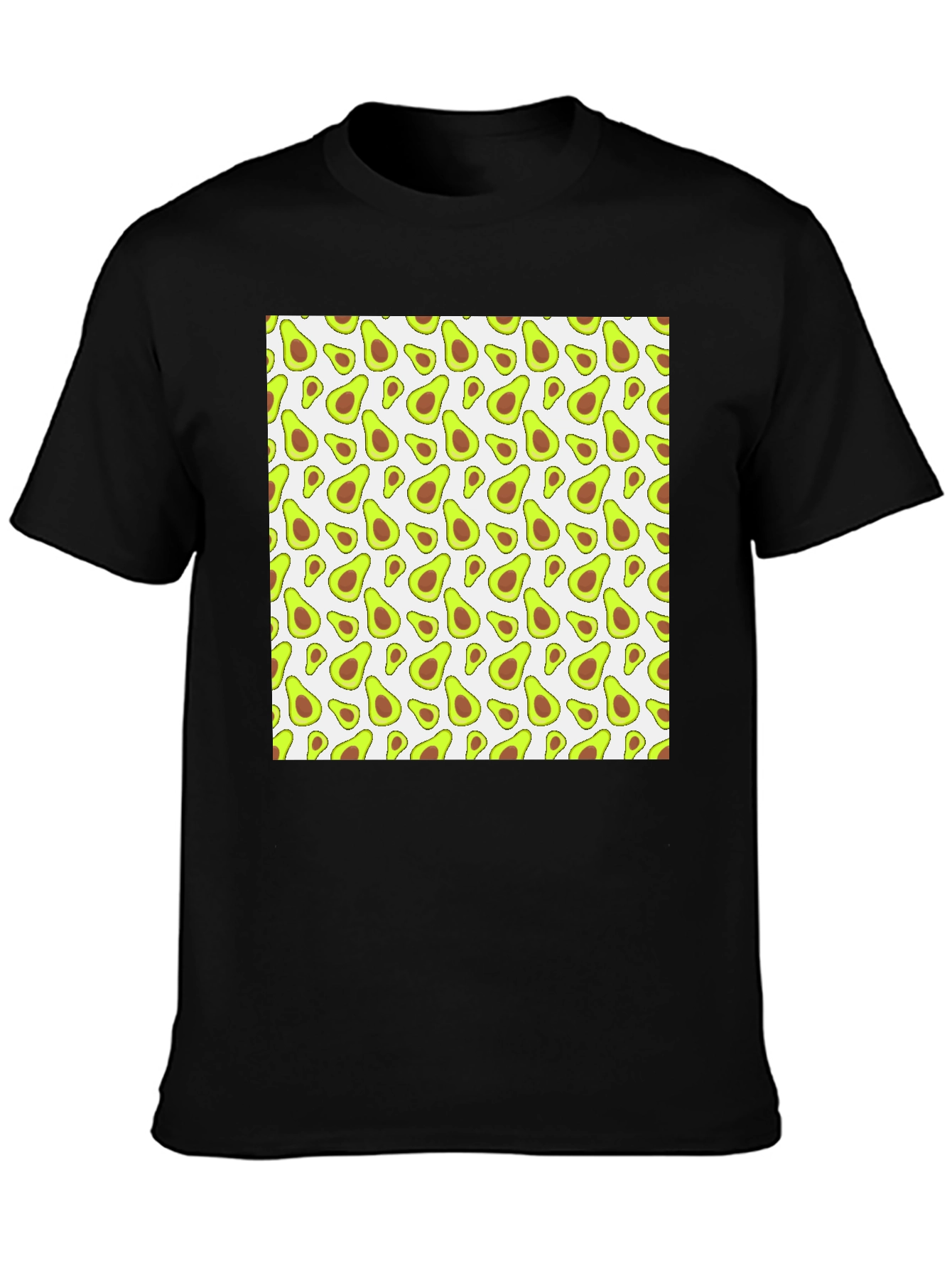 Avocado Pattern Black T-Shirt