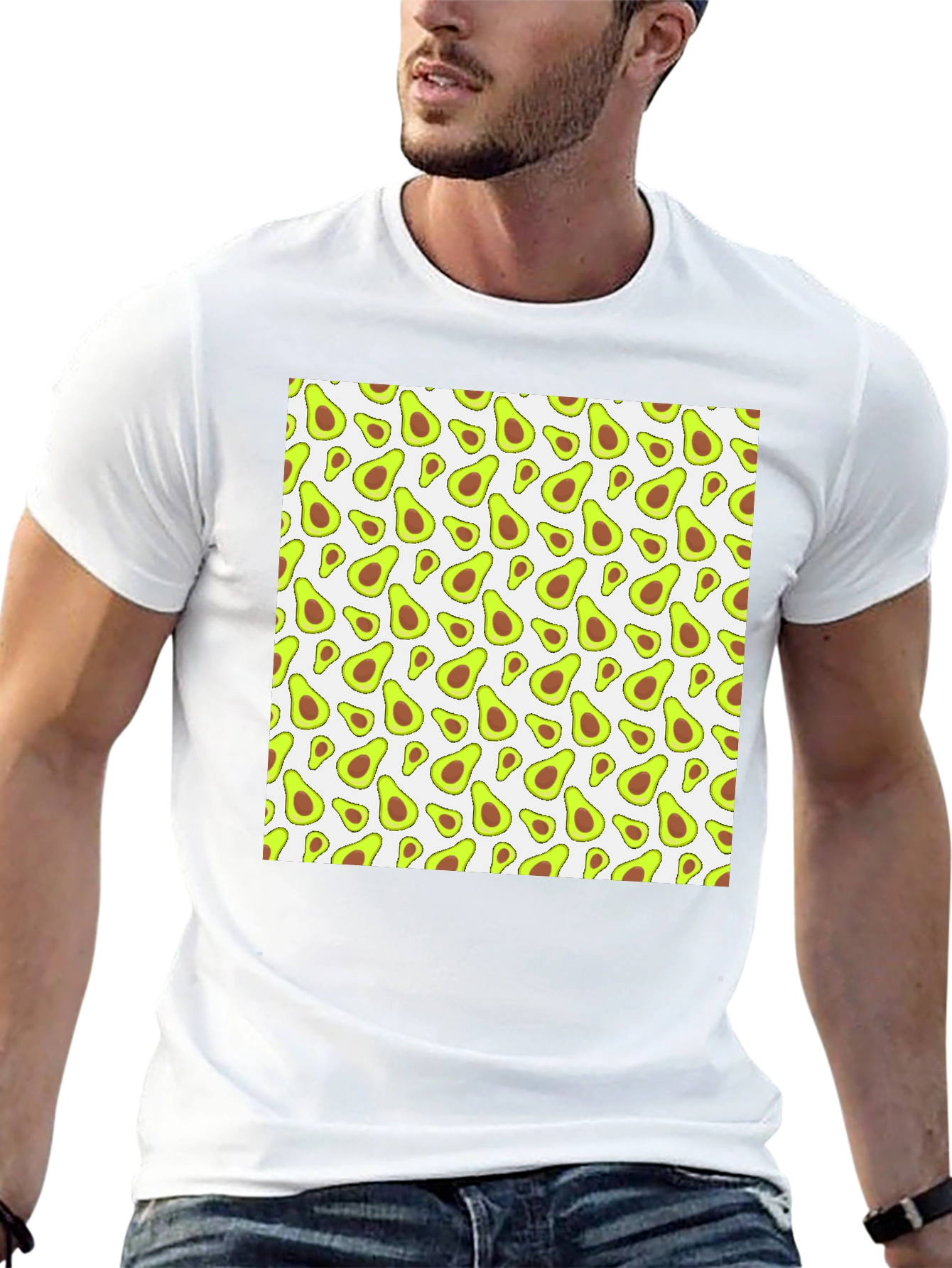 Avocado Pattern Black T-Shirt