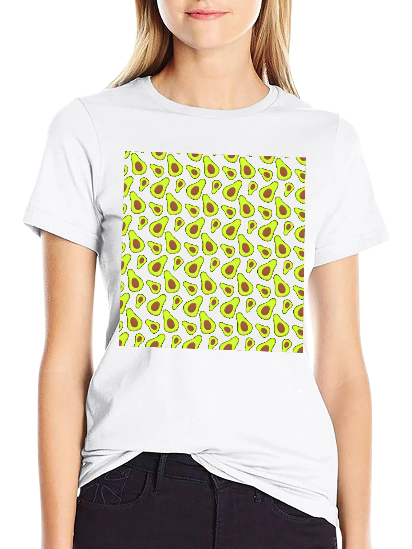Avocado Pattern Black T-Shirt