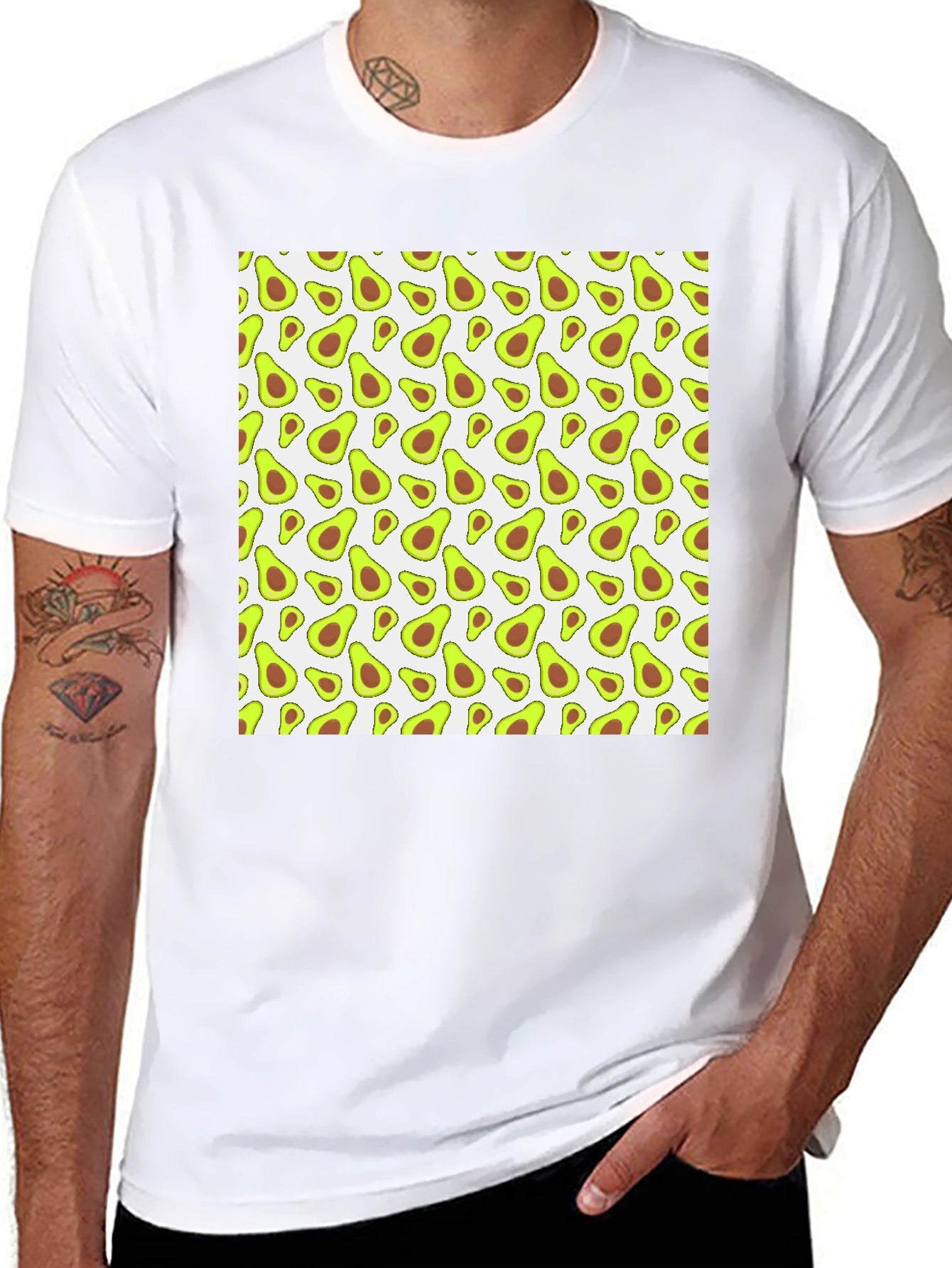Avocado Pattern Black T-Shirt