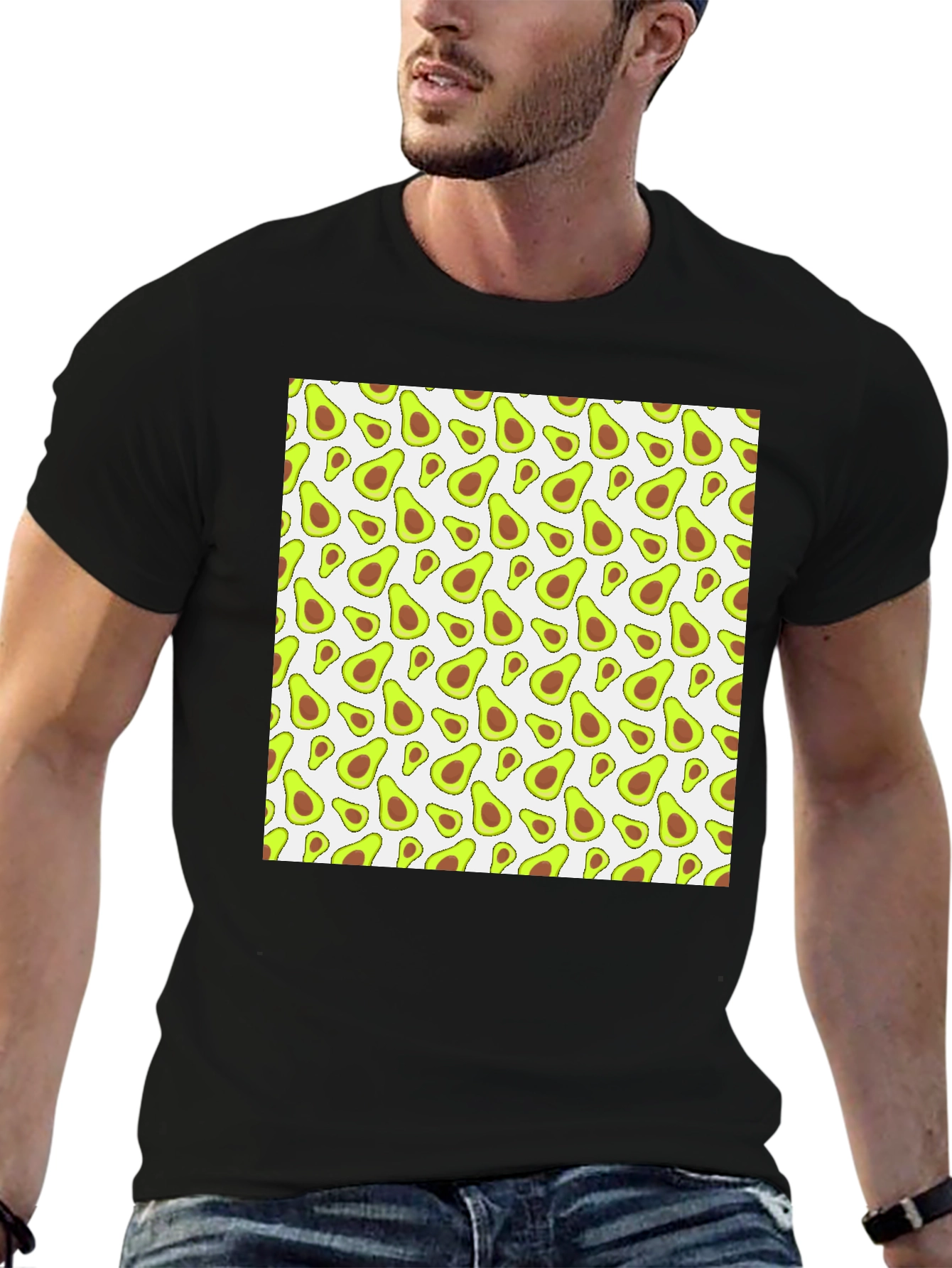 Avocado Pattern Black T-Shirt