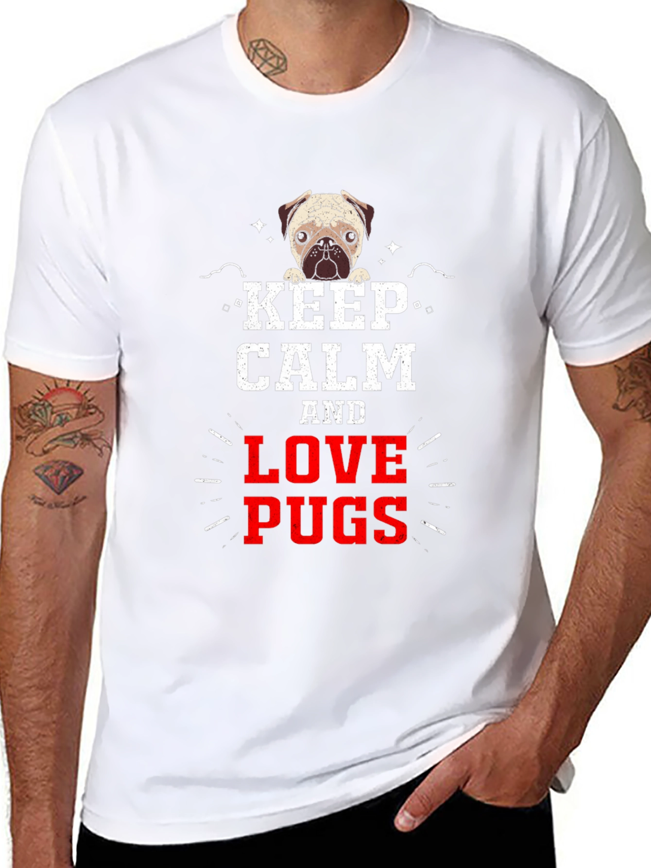 Keep Calm & Love Pugs Graphic Tee