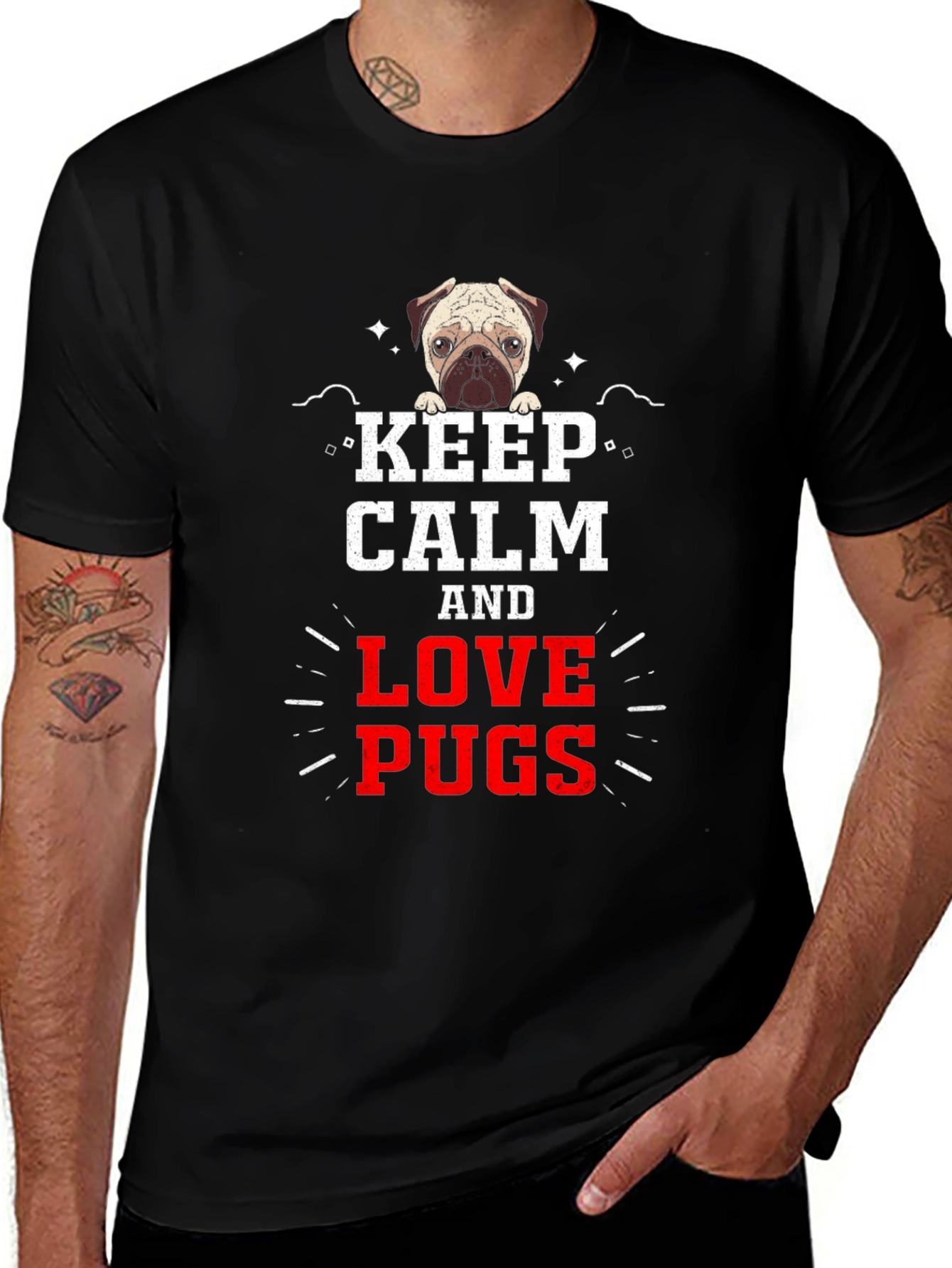 Keep Calm & Love Pugs Graphic Tee
