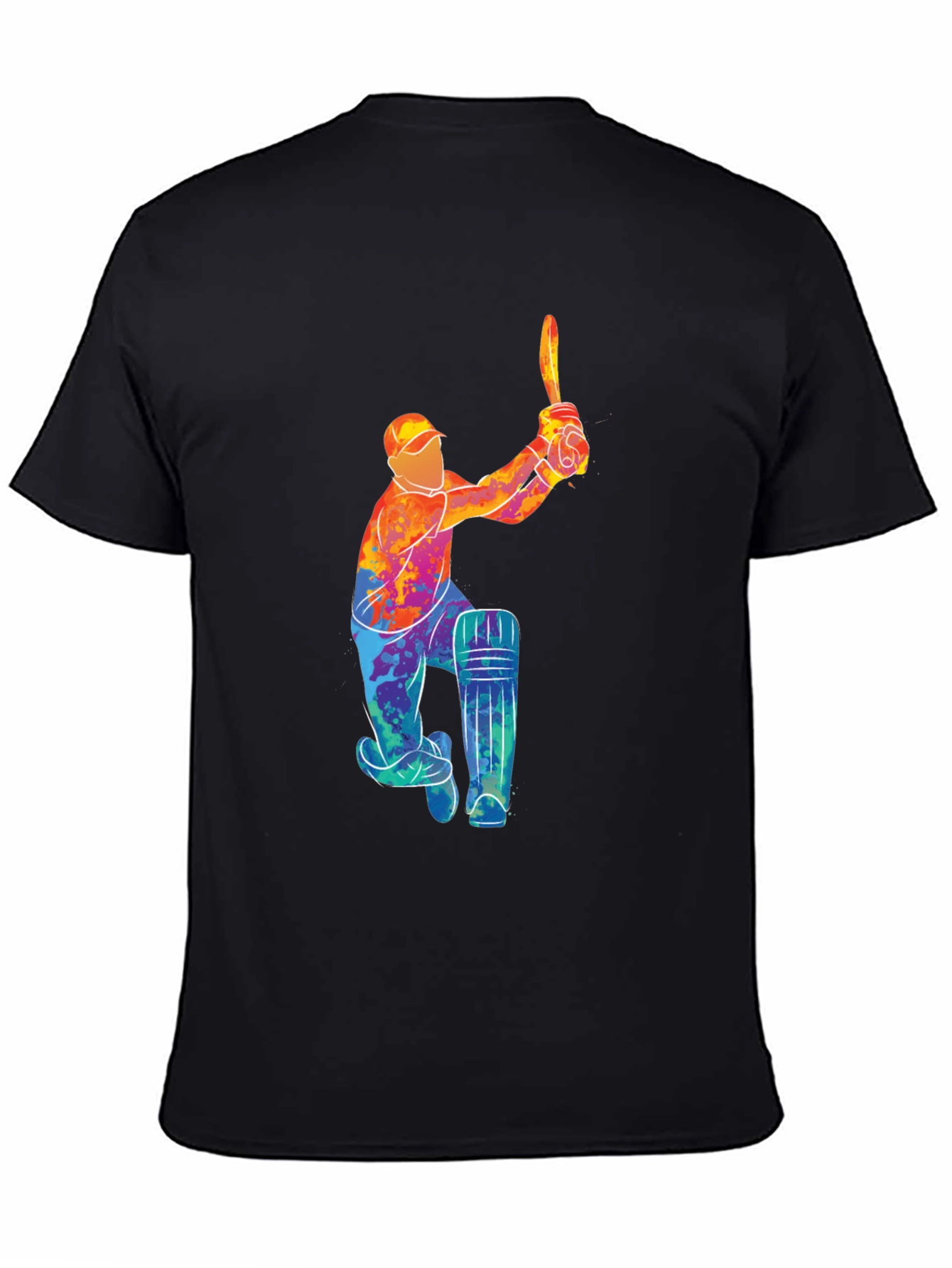 Cricket Player Graphic Black T-Shirt