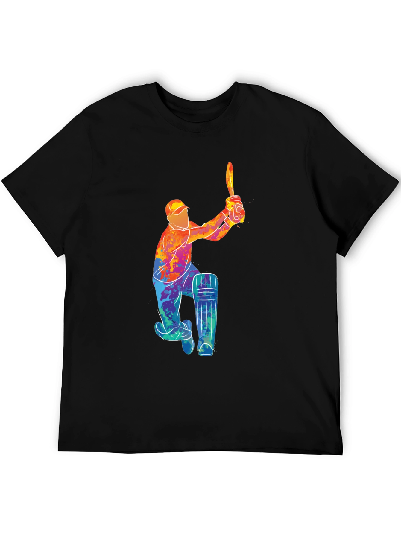 Cricket Player Graphic Black T-Shirt