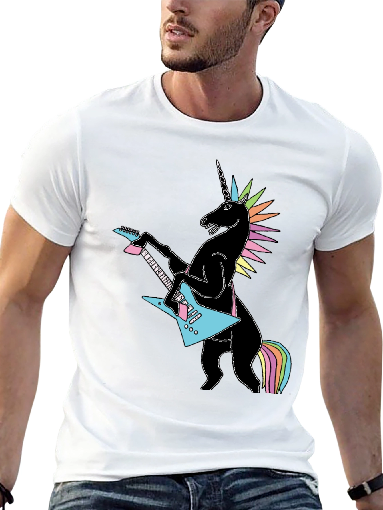 Unicorn Guitarist Graphic Tee - Black