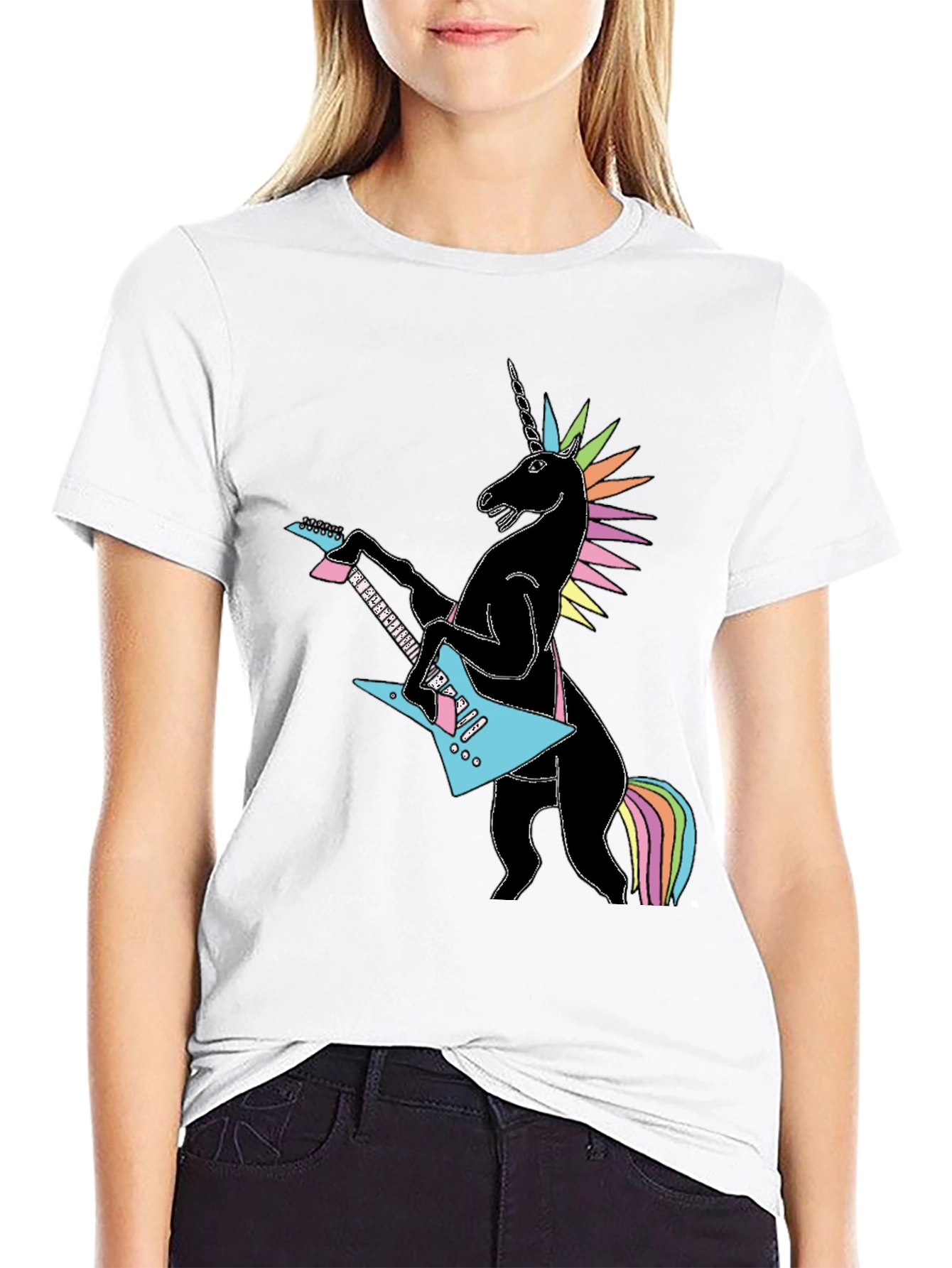 Unicorn Guitarist Graphic Tee - Black