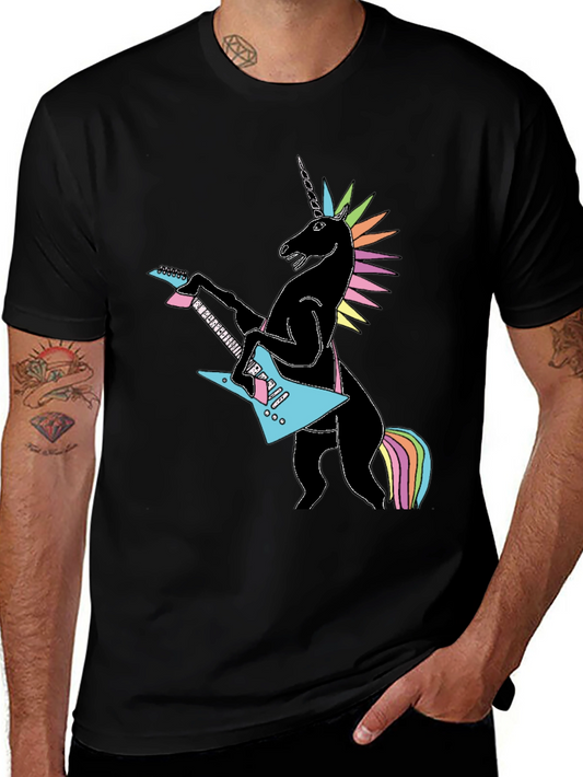 Unicorn Guitarist Graphic Tee - Black