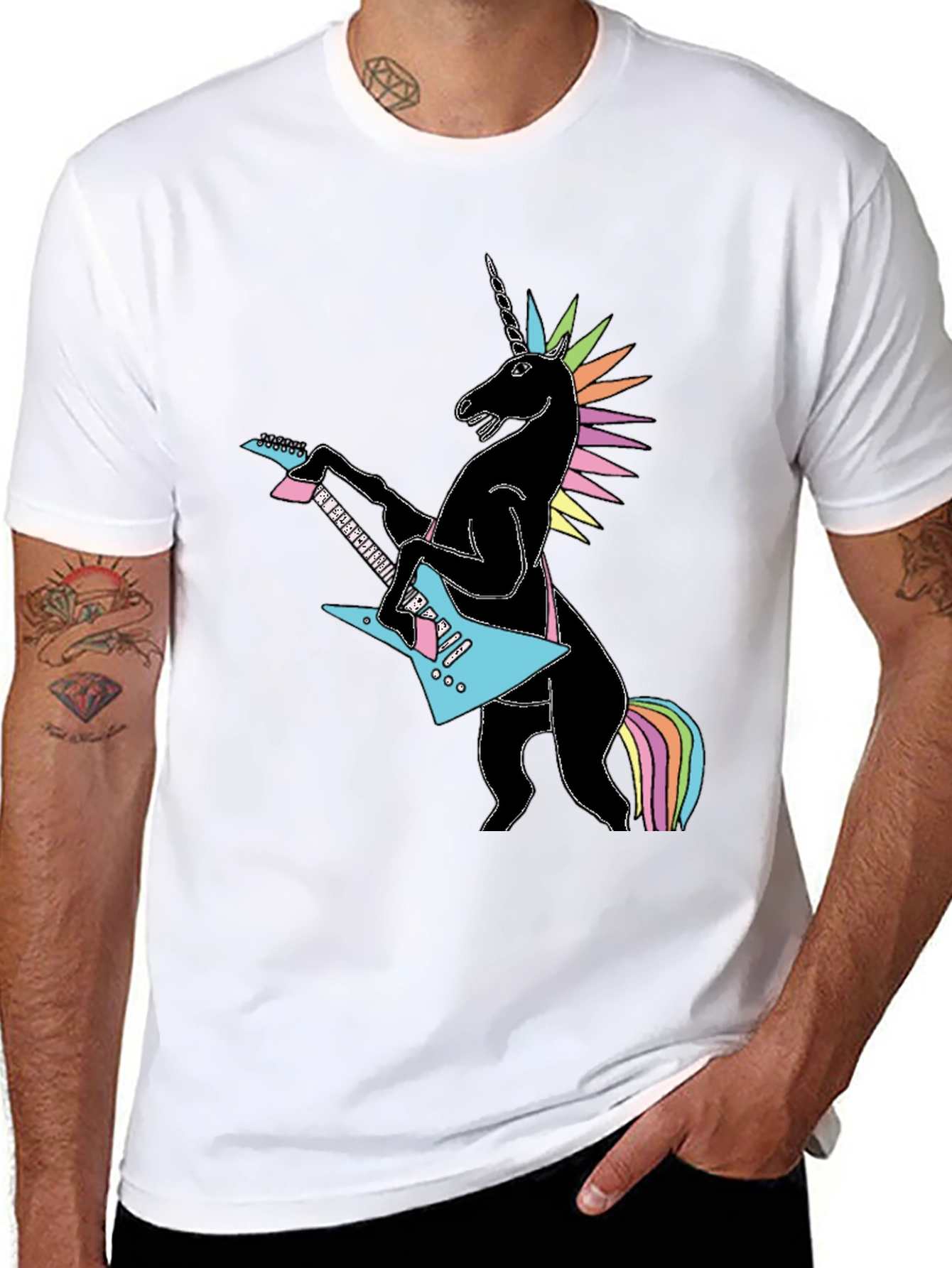 Unicorn Guitarist Graphic Tee - Black