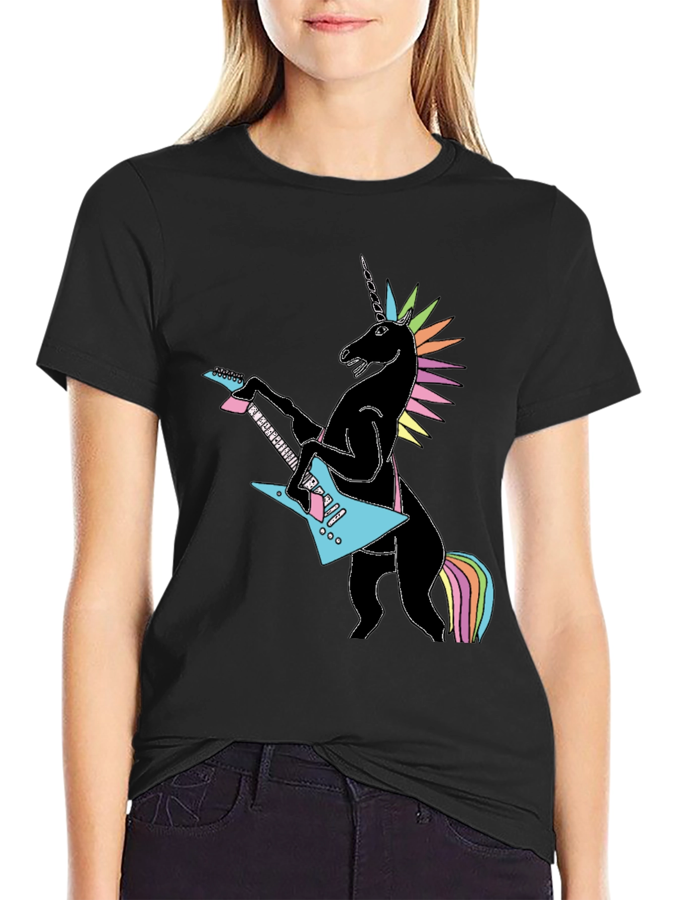 Unicorn Guitarist Graphic Tee - Black