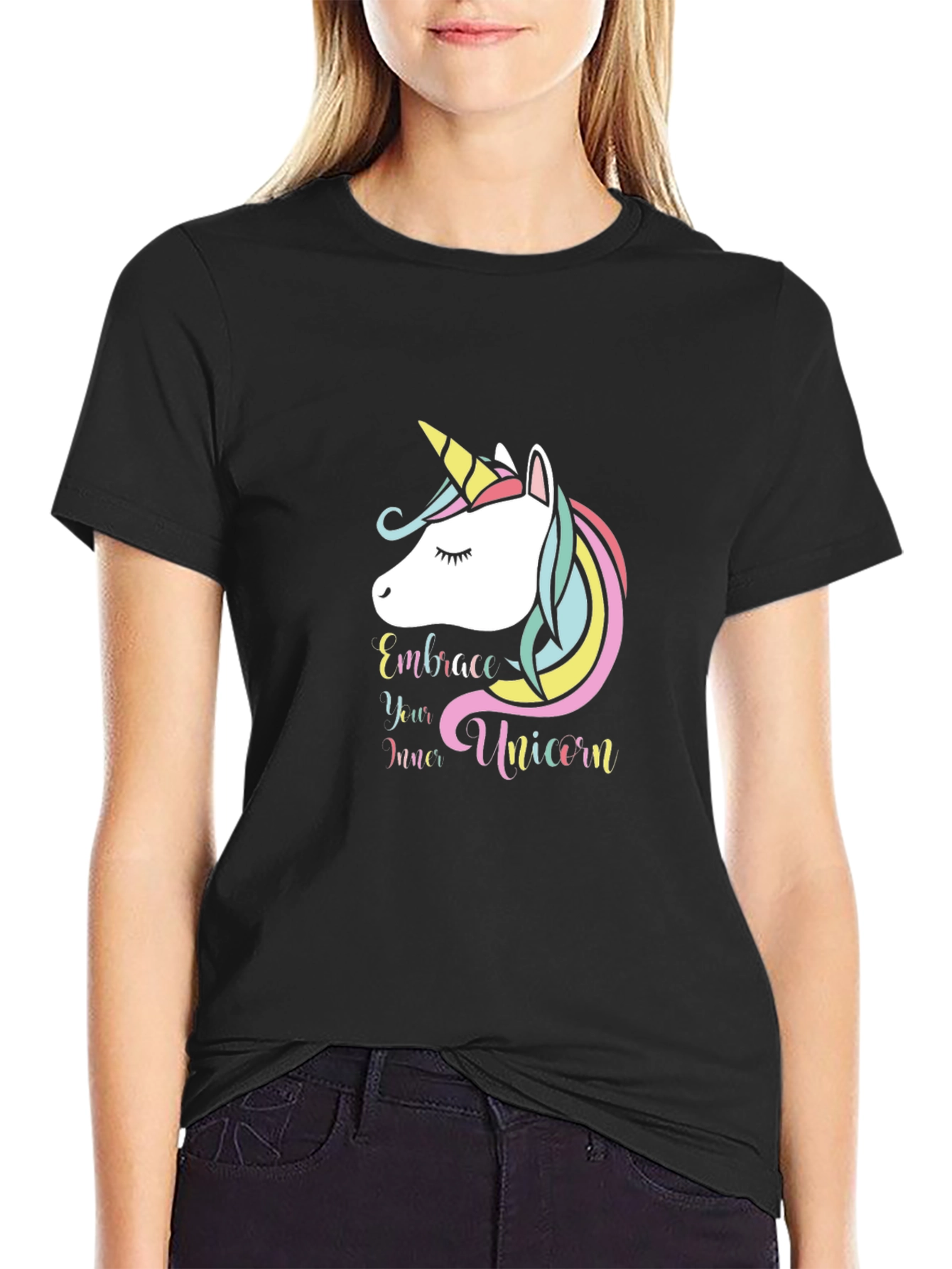 Embrace Your Inner Unicorn Black T-Shirt