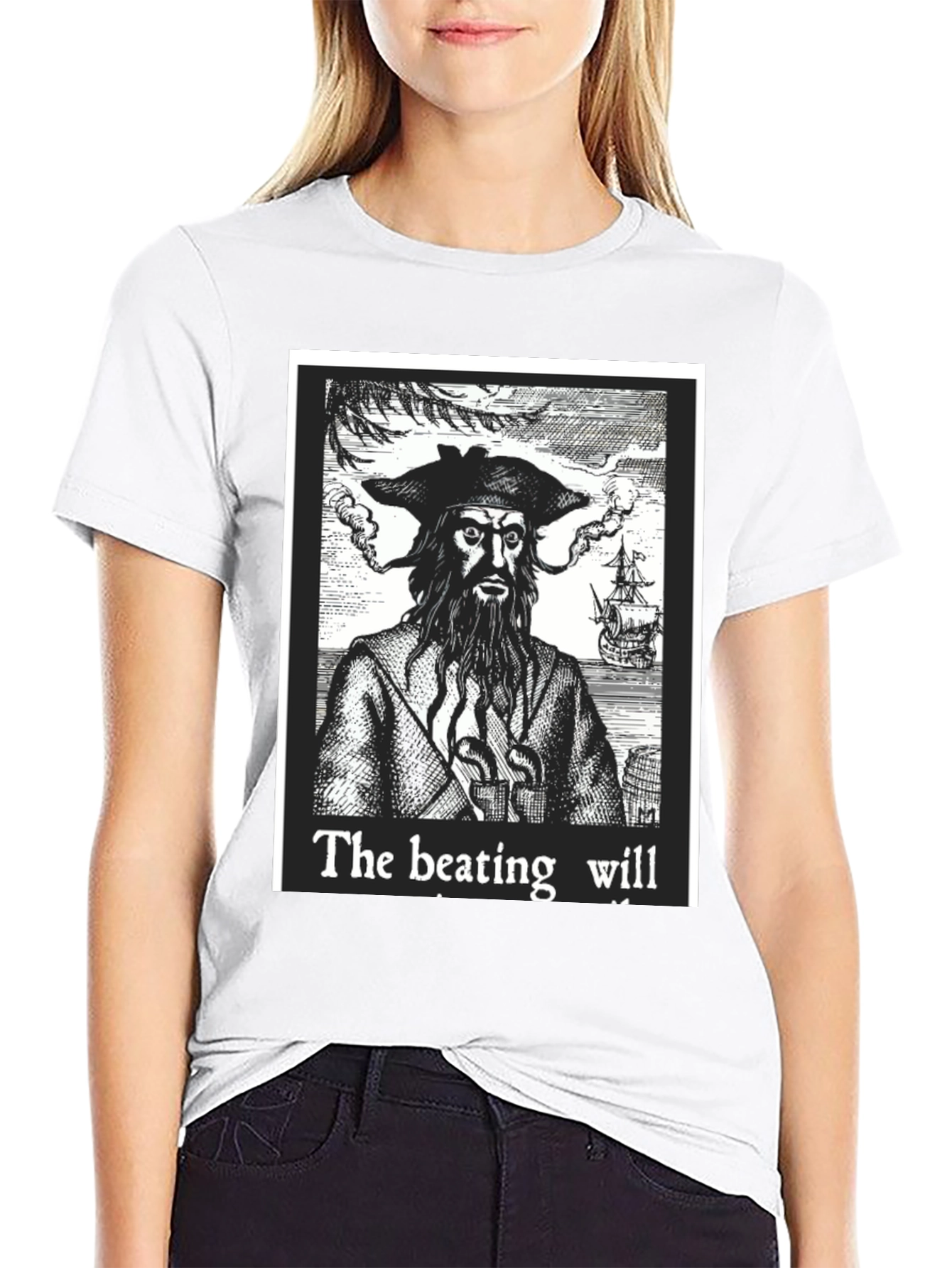Blackbeard Pirate Graphic Tee - The Beating Will Continue