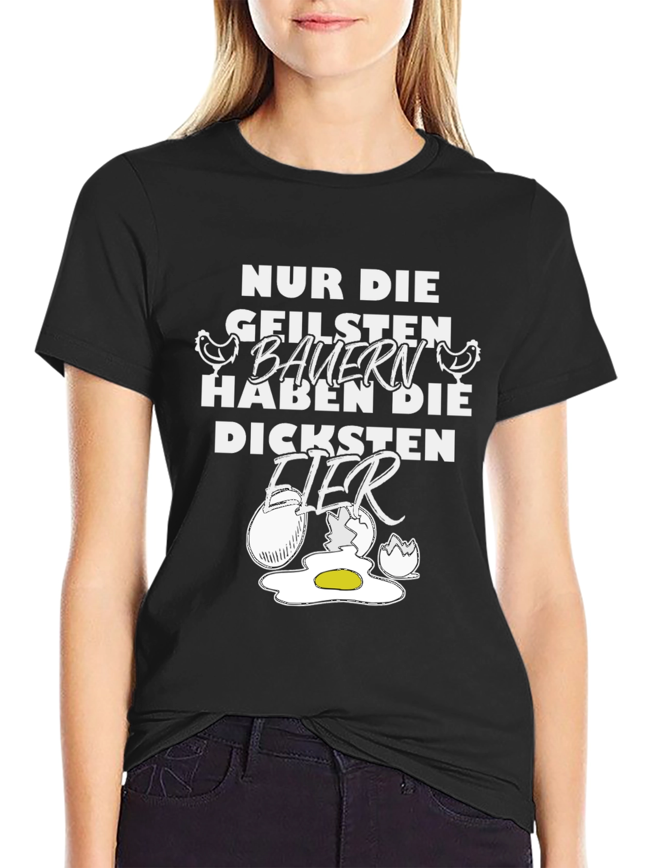 Funny Farmer Graphic T-Shirt - Biggest Eggs Design