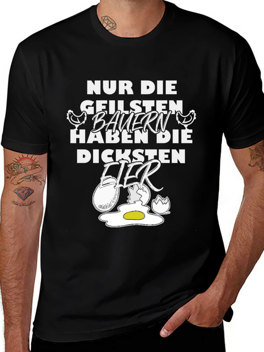 Funny Farmer Graphic T-Shirt - Biggest Eggs Design
