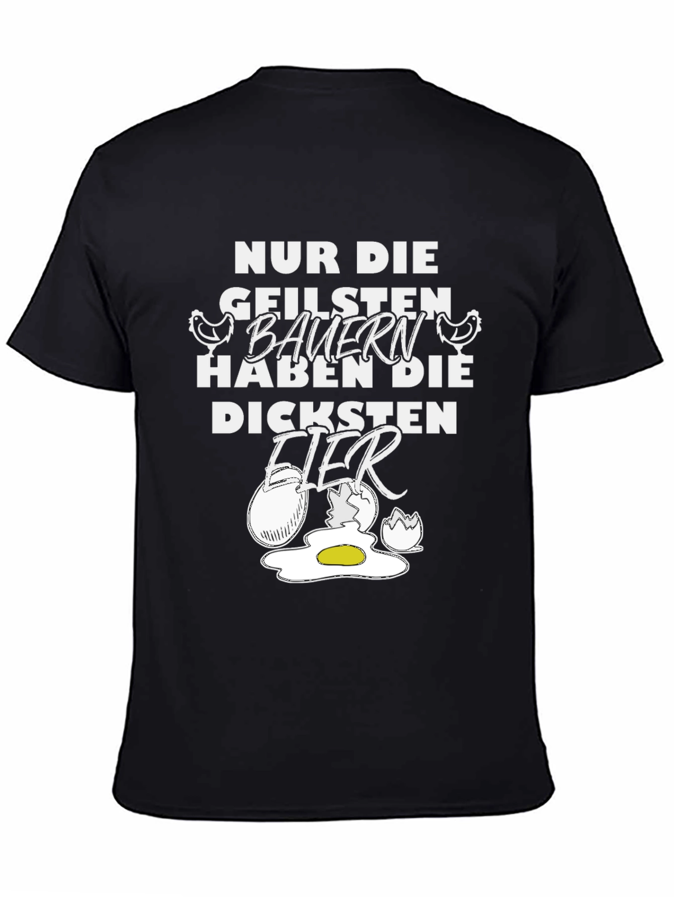 Funny Farmer Graphic T-Shirt - Biggest Eggs Design