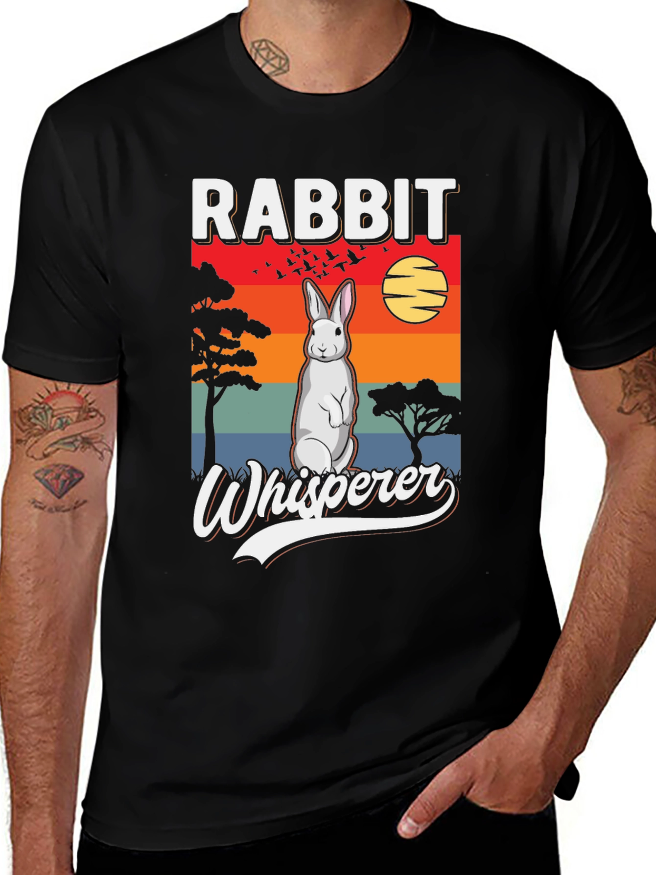 Rabbit Whisperer Graphic T-Shirt - Unisex Black Tee