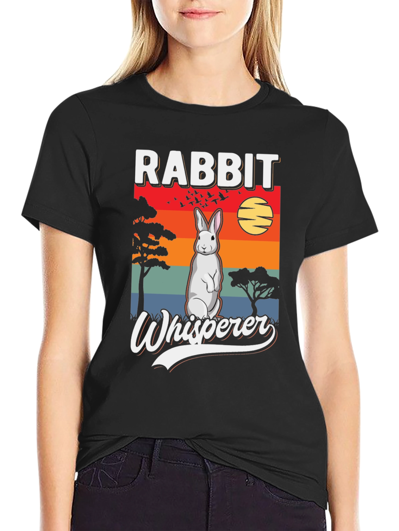 Rabbit Whisperer Graphic T-Shirt - Unisex Black Tee