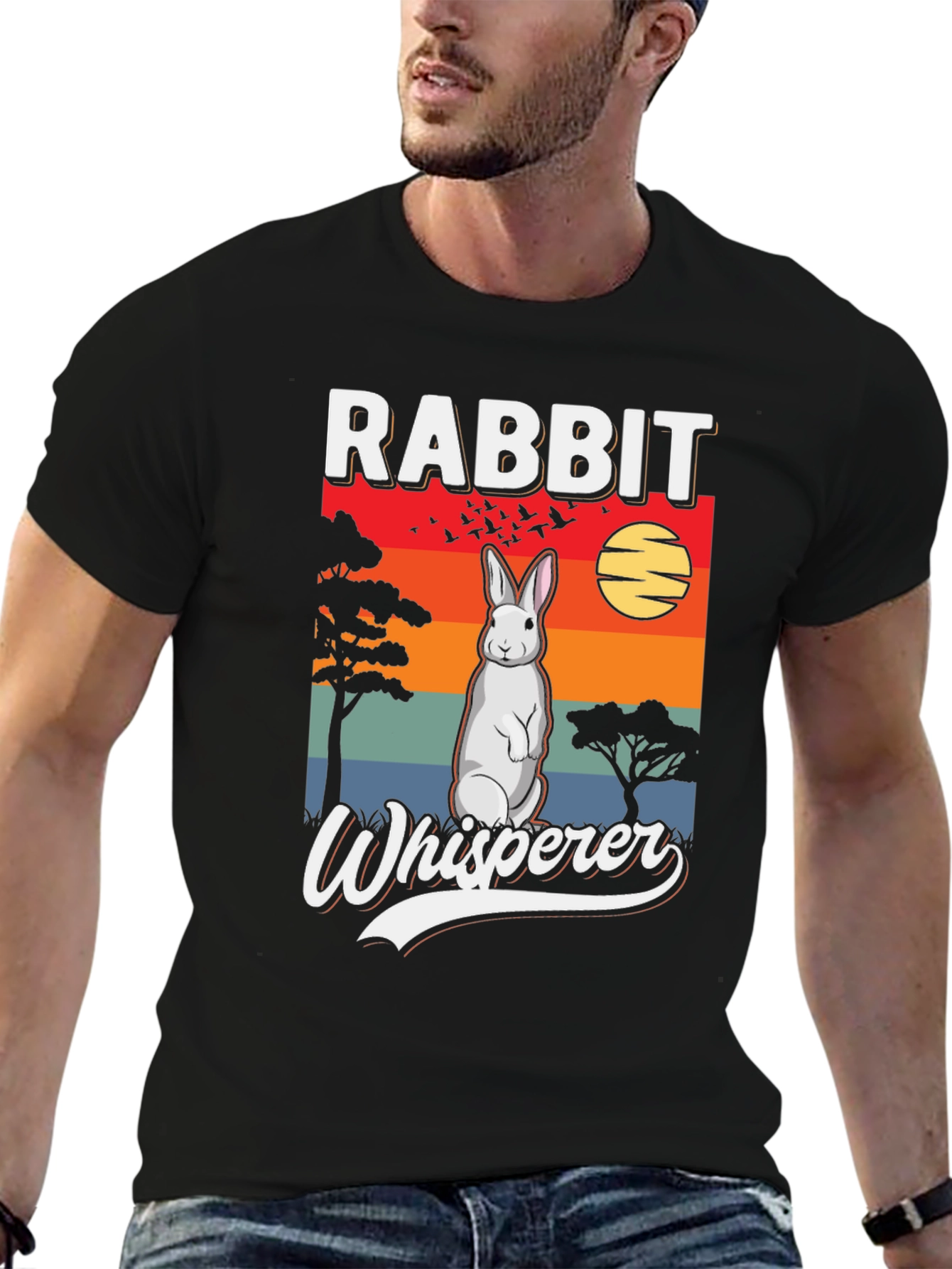 Rabbit Whisperer Graphic T-Shirt - Unisex Black Tee