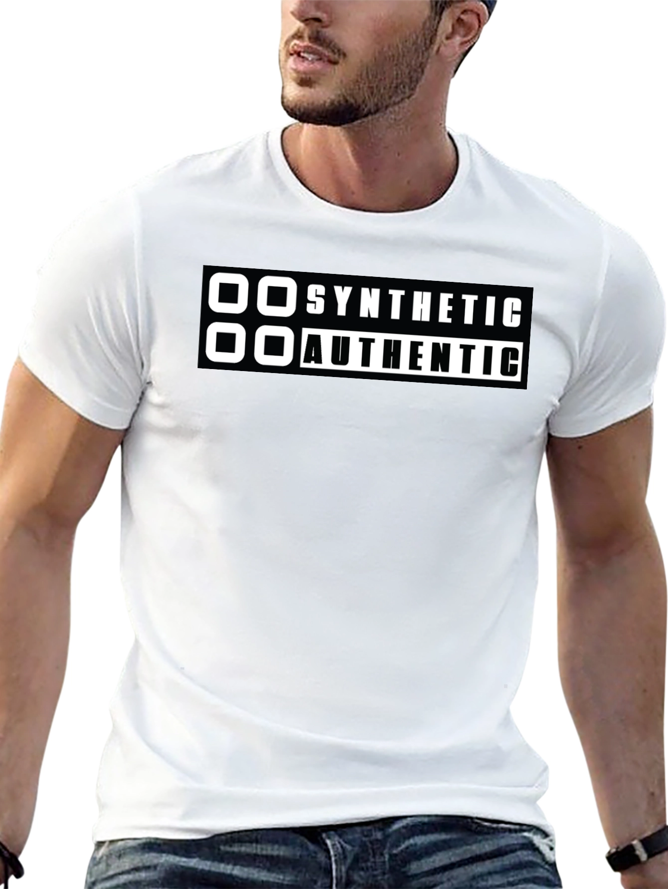 Synthetic Authentic Graphic Tee - Black Cotton Casual Wear
